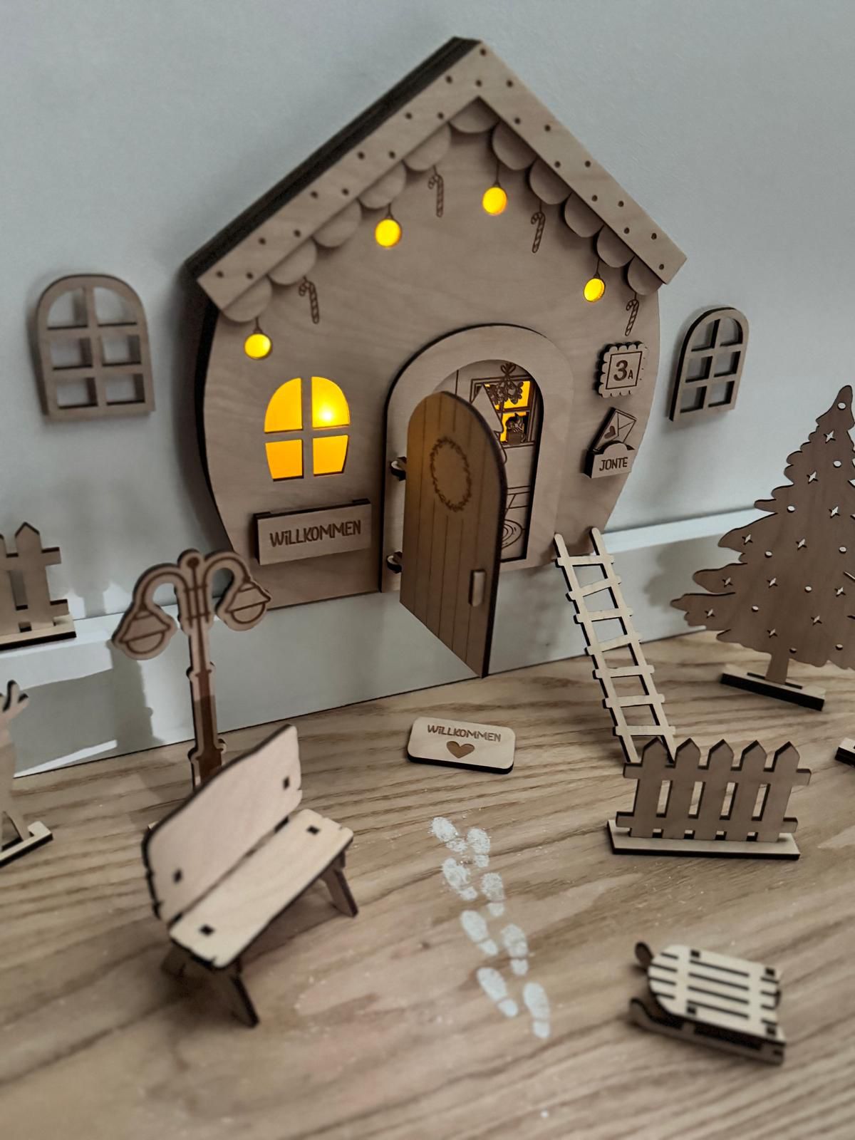 Wichtelhaus personalisiert beleuchtet, Weihnachtswichtel, Weihnachtszeit, Wichtelhaus, Wichteltür, Gnome House