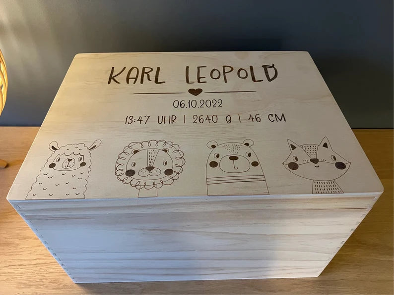 Erinnerungskiste Baby, personalisiert, Erinnerungsbox aus Holz