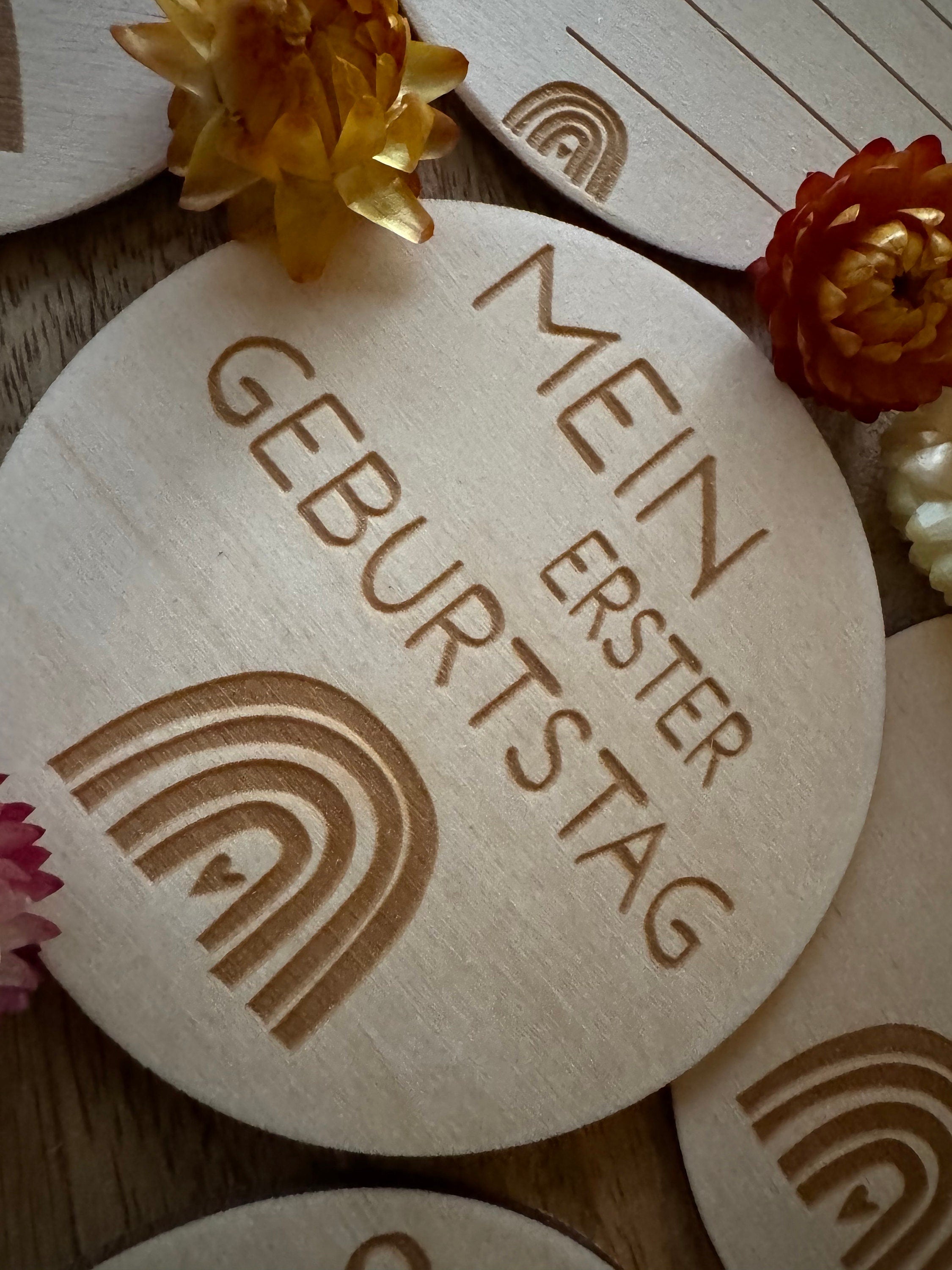 Meilensteinkarten Baby, Mein erstes Jahr, Jeder Monat, 13 Meilensteine aus Holz, Geschenk zur Geburt, Babyparty, Holz, Baby, Holz Karten