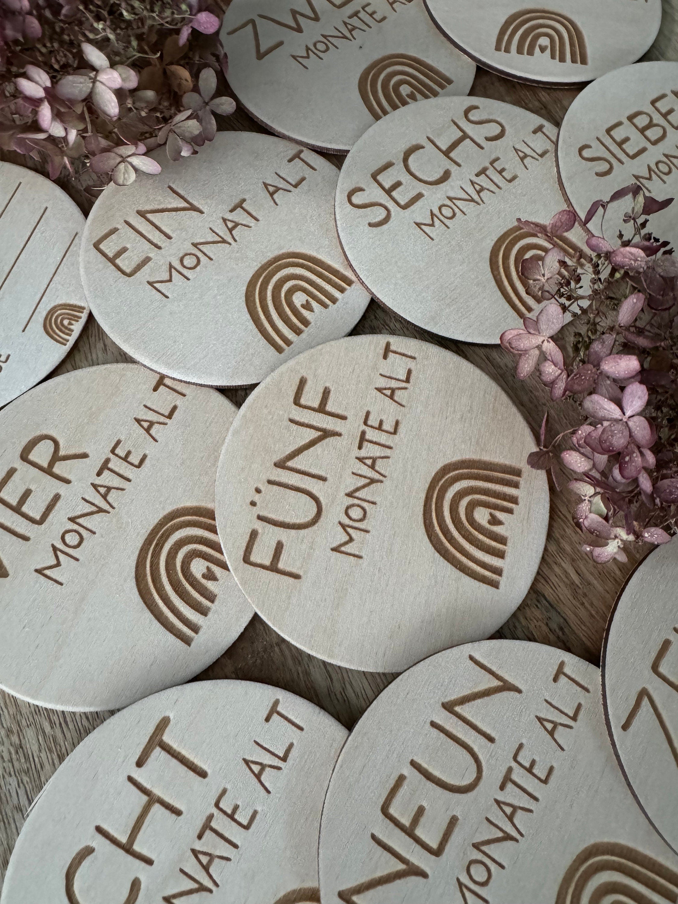 Meilensteinkarten Baby, Mein erstes Jahr, Jeder Monat, 13 Meilensteine aus Holz, Geschenk zur Geburt, Babyparty, Holz, Baby, Holz Karten