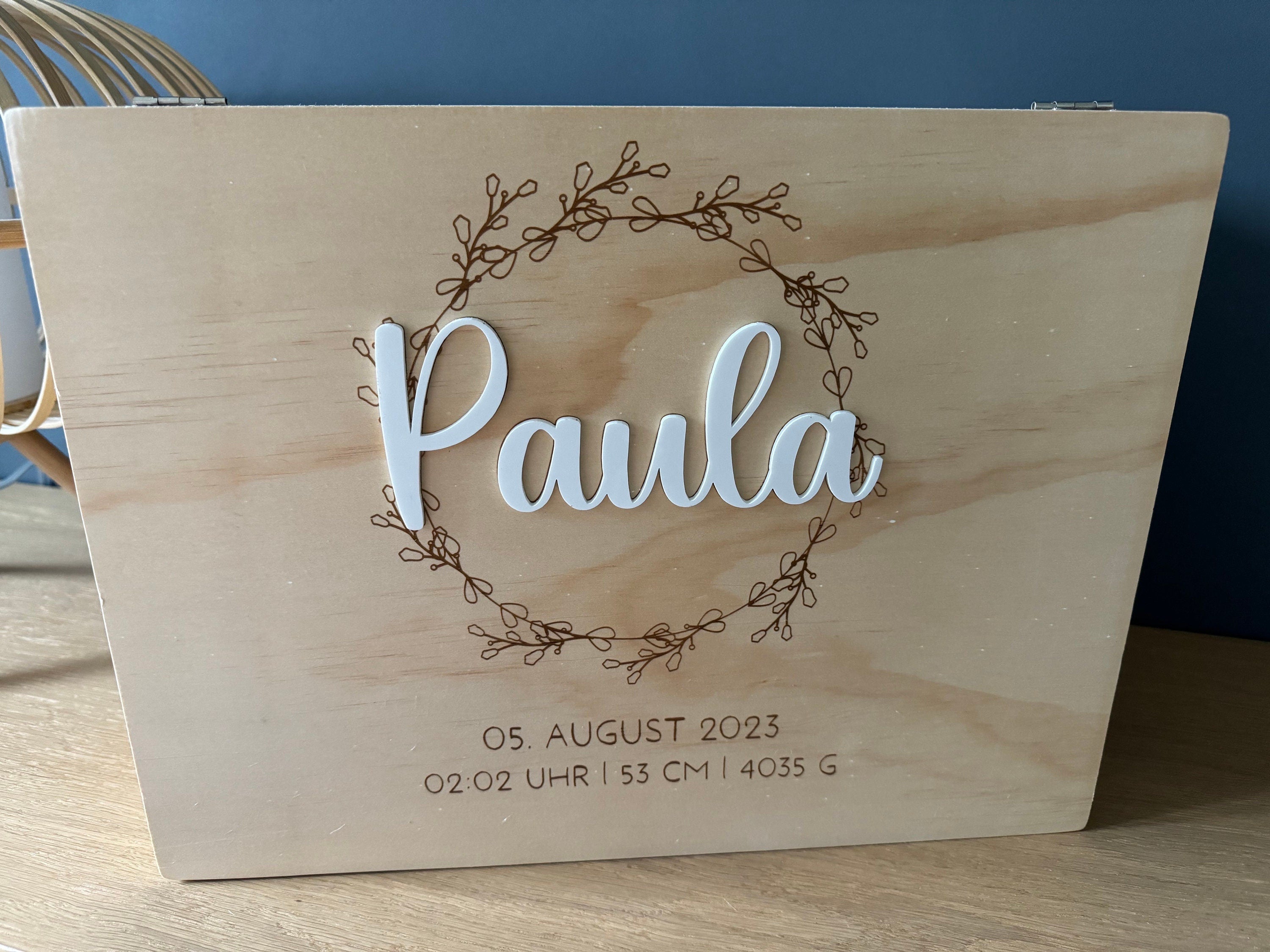 Personalisierte Baby-Erinnerungskiste mit Name, Geschenk zur Geburt, Taufgeschenk, Erinnerungsbox Baby, Babygeschenk Mädchen Junge,Memorybox