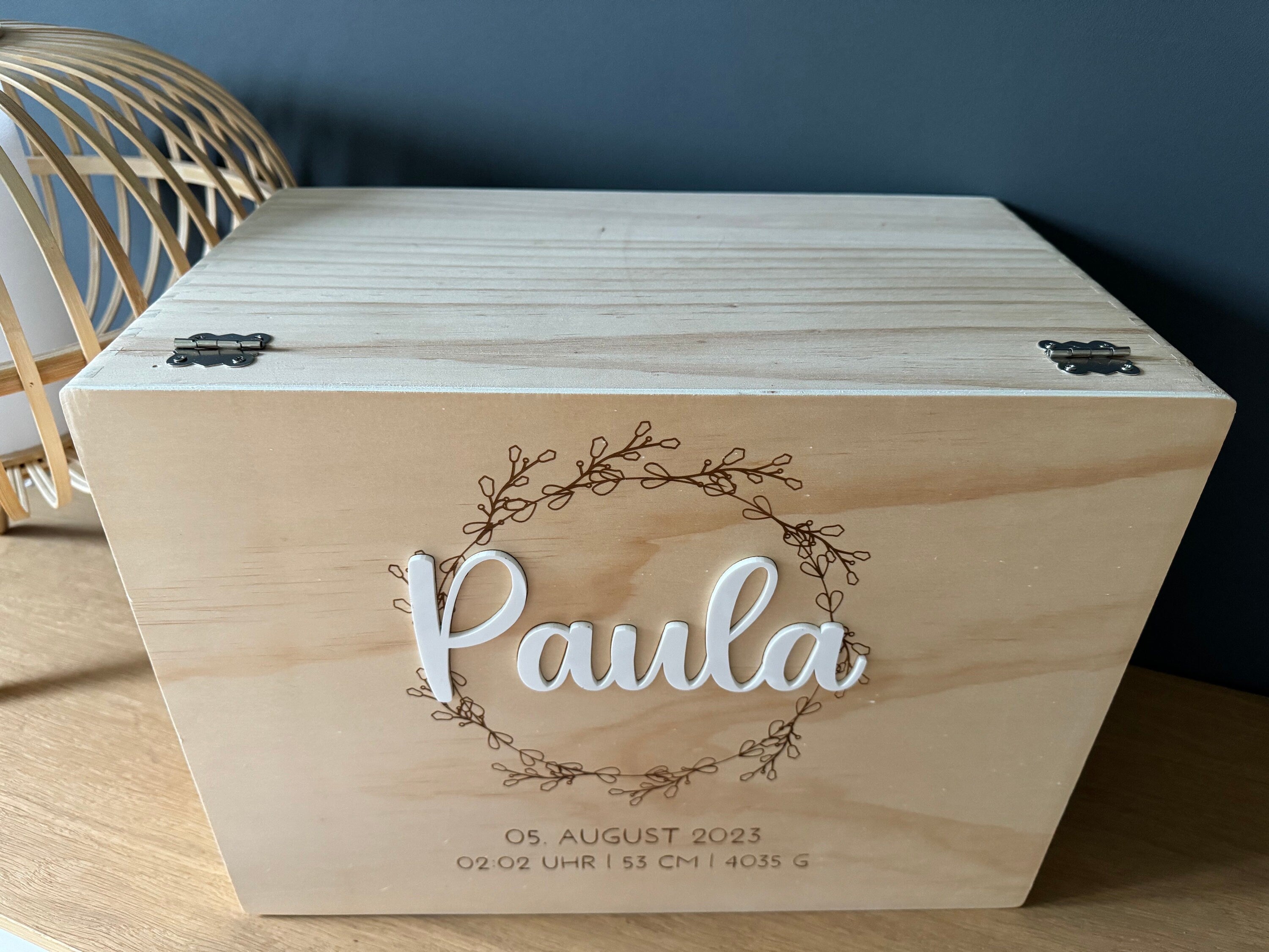 Personalisierte Baby-Erinnerungskiste mit Name, Geschenk zur Geburt, Taufgeschenk, Erinnerungsbox Baby, Babygeschenk Mädchen Junge,Memorybox