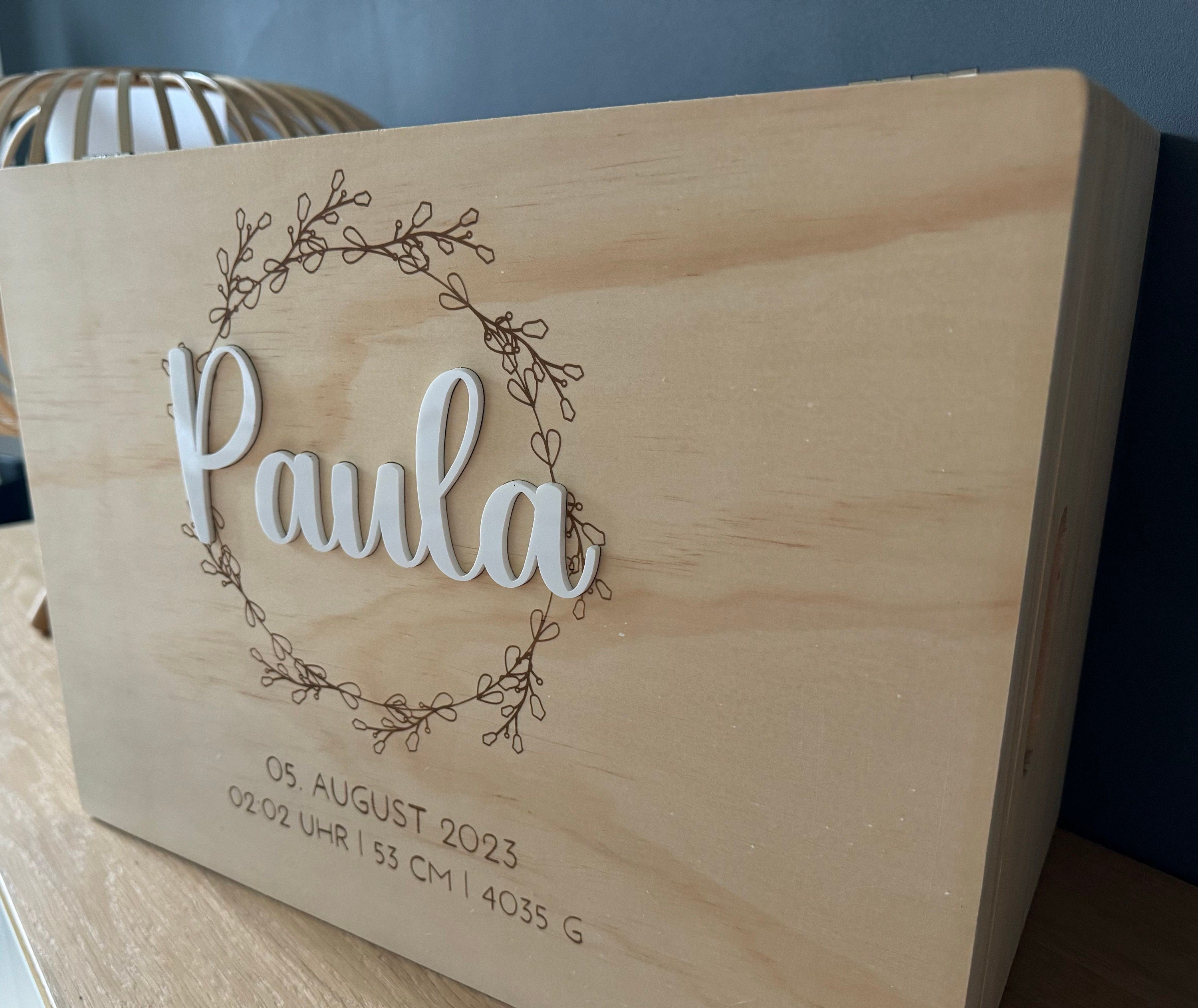 Personalisierte Baby-Erinnerungskiste mit Name, Geschenk zur Geburt, Taufgeschenk, Erinnerungsbox Baby, Babygeschenk Mädchen Junge,Memorybox