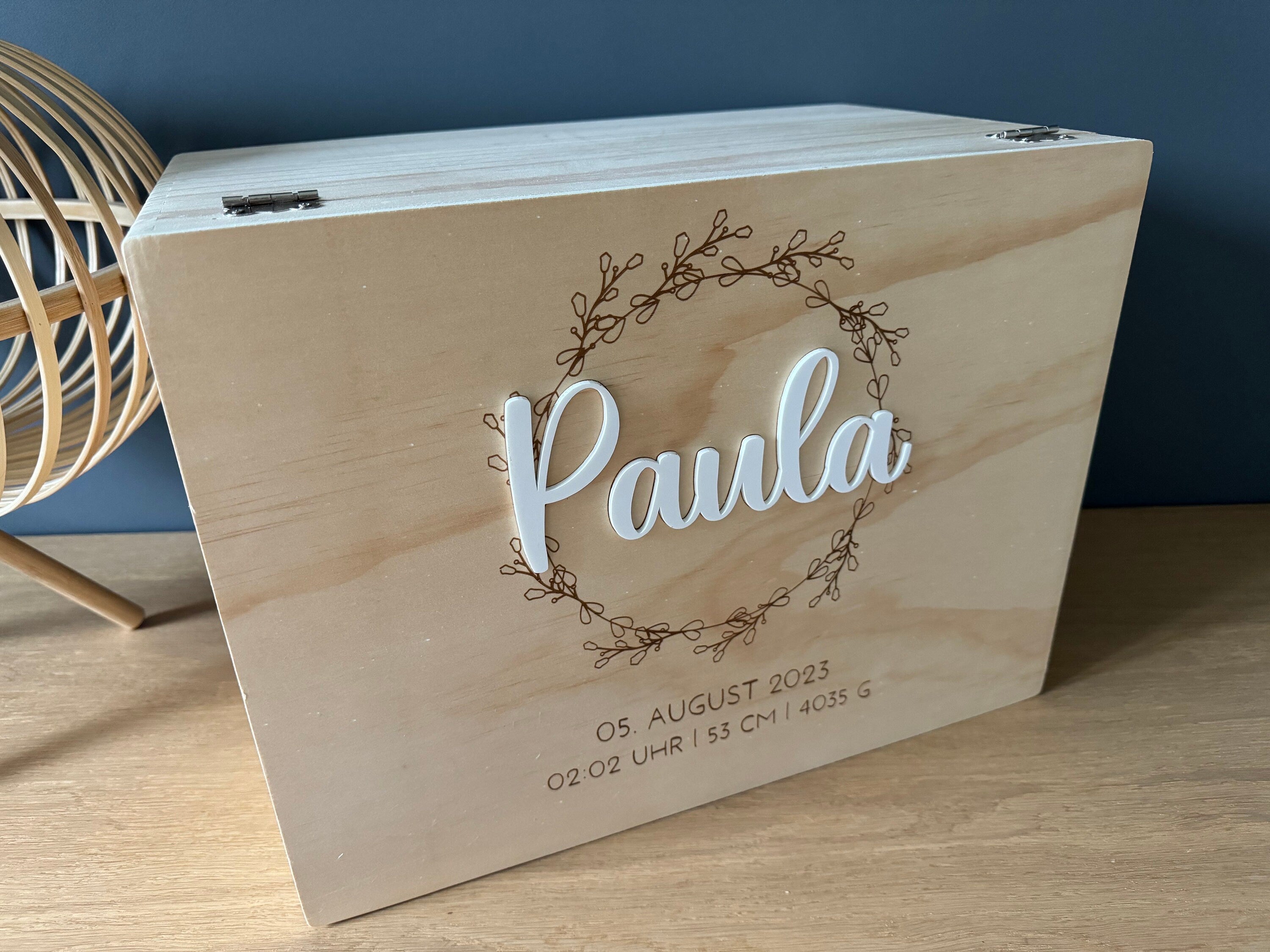 Personalisierte Baby-Erinnerungskiste mit Name, Geschenk zur Geburt, Taufgeschenk, Erinnerungsbox Baby, Babygeschenk Mädchen Junge,Memorybox