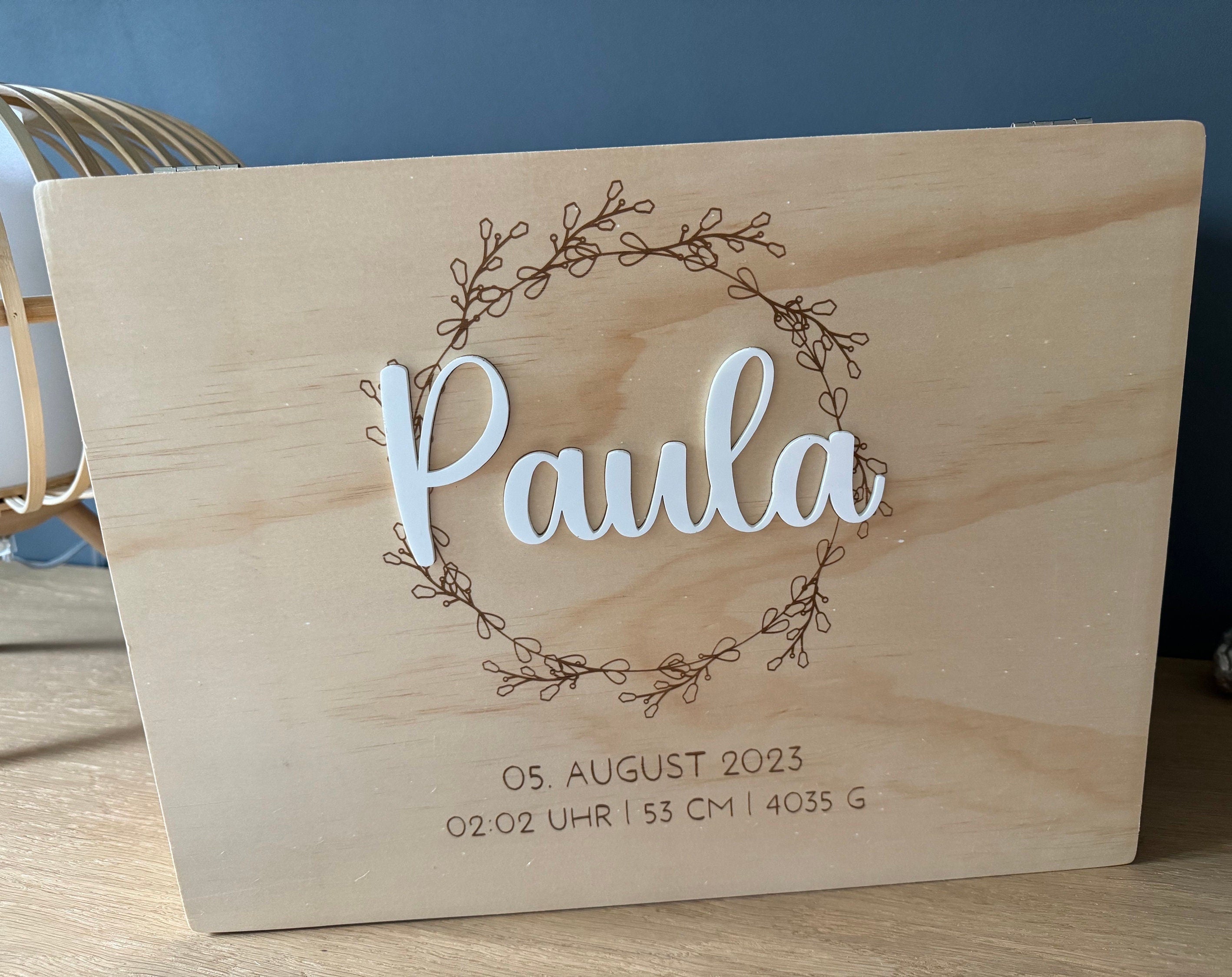 Personalisierte Baby-Erinnerungskiste mit Name, Geschenk zur Geburt, Taufgeschenk, Erinnerungsbox Baby, Babygeschenk Mädchen Junge,Memorybox