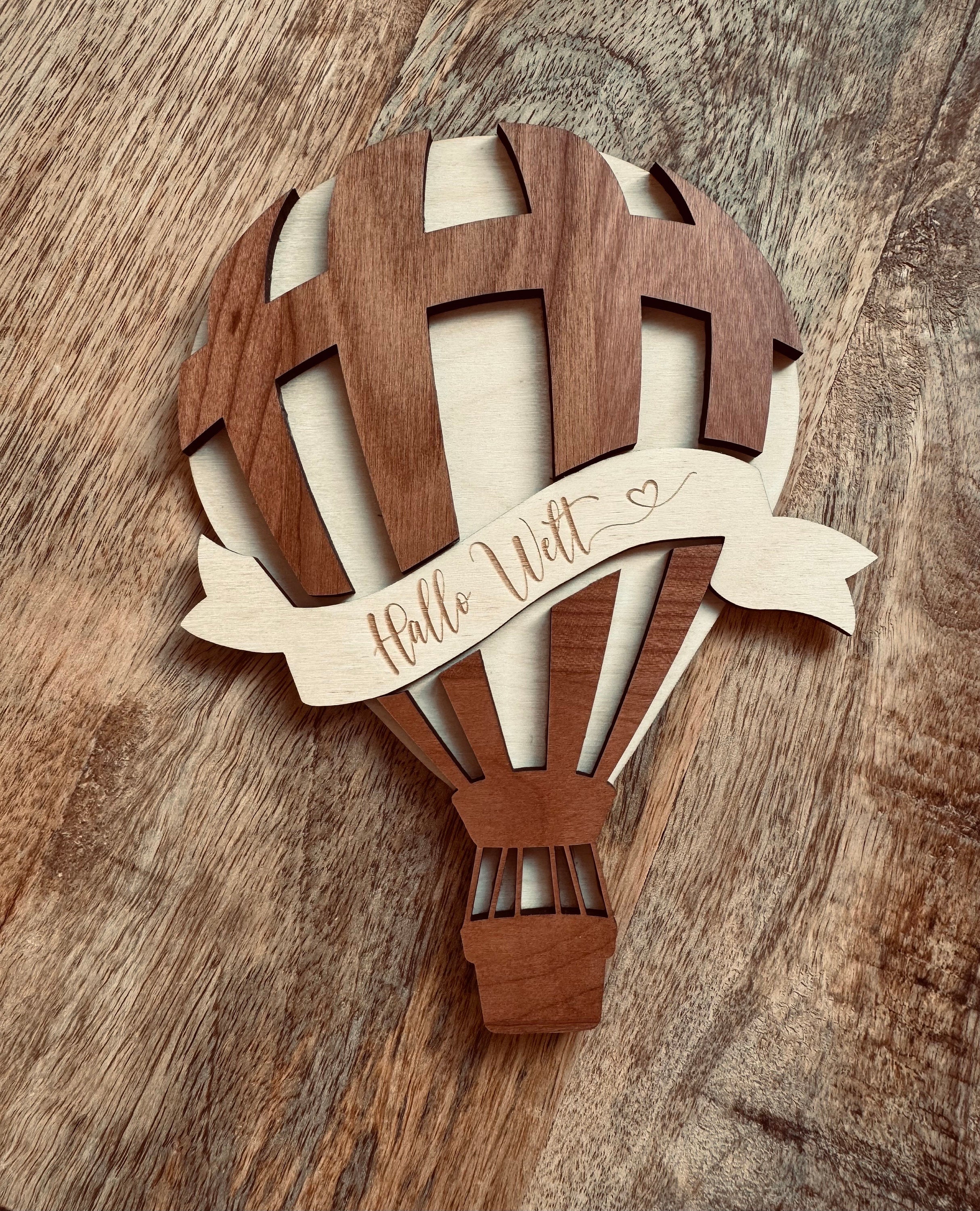 Baby Meilensteinkarten Holz Heißluftballon Set, Baby Meilensteine erstes Jahr, Fotorequisite Baby, Geschenk Geburt Babyparty