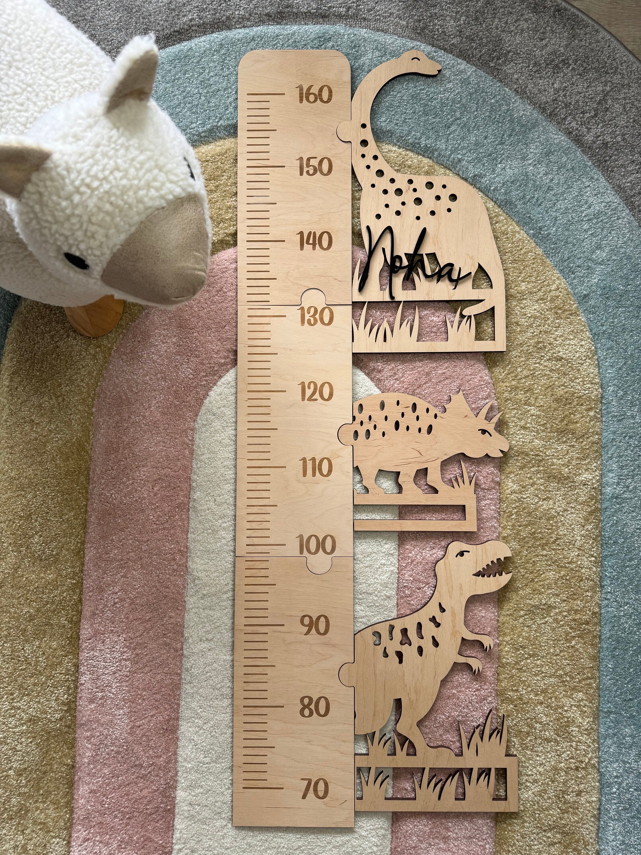 Personalisierte Messlatte Kinder Holz mit Namen, Wachstumsmesser Kinderzimmer Deko, Größenmesser Baby, Geschenk Geburt Taufe