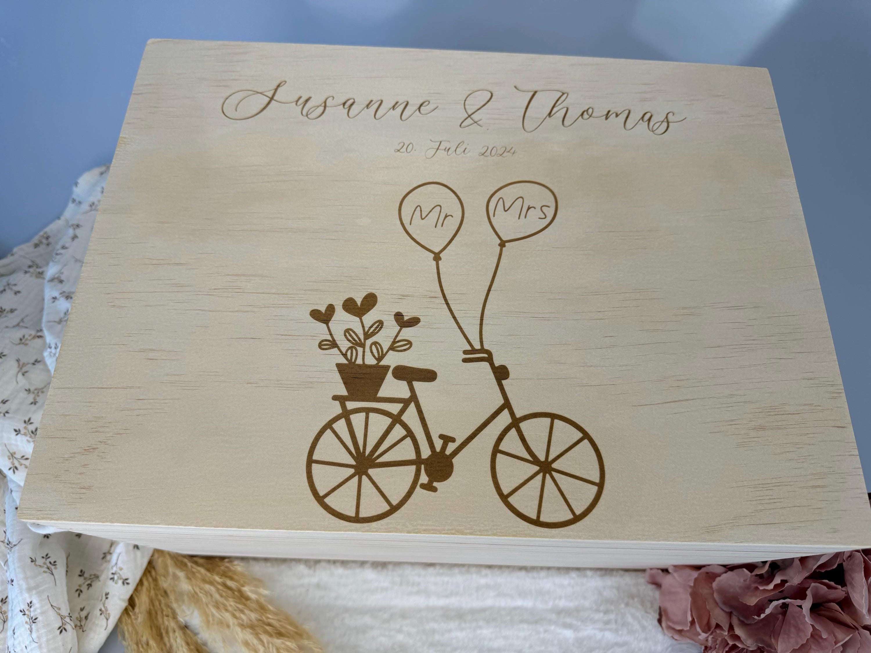 Hochzeitskiste personalisiert aus Holz mit Namen, Erinnerungsbox Hochzeit, Hochzeitspost Box, Hochzeitsgeschenk Brautpaar