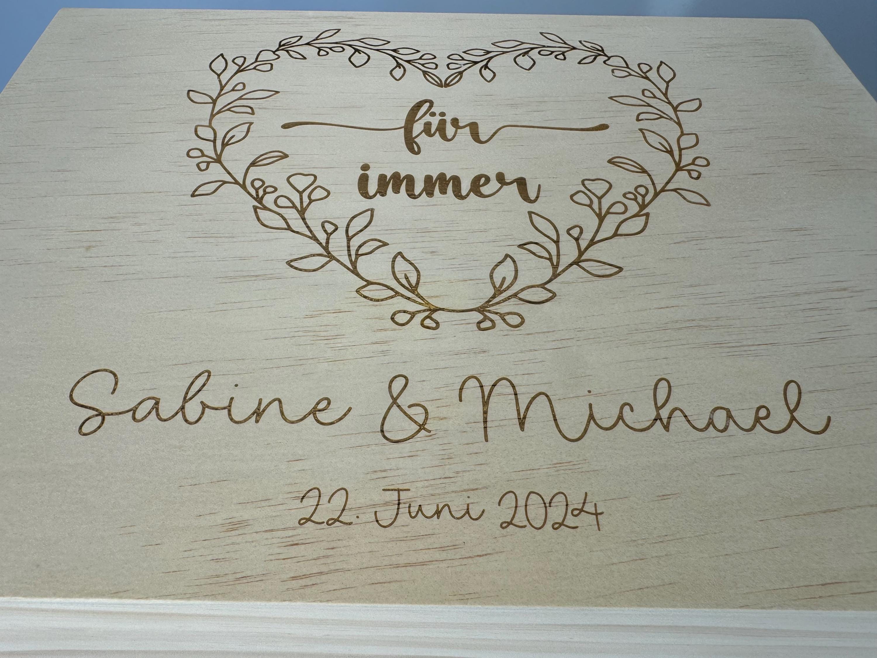 Personalisierte Hochzeitsbox aus Holz, Erinnerungskiste Hochzeit Gravur, Box für Hochzeitspost Karten Fotos, Hochzeitsgeschenk