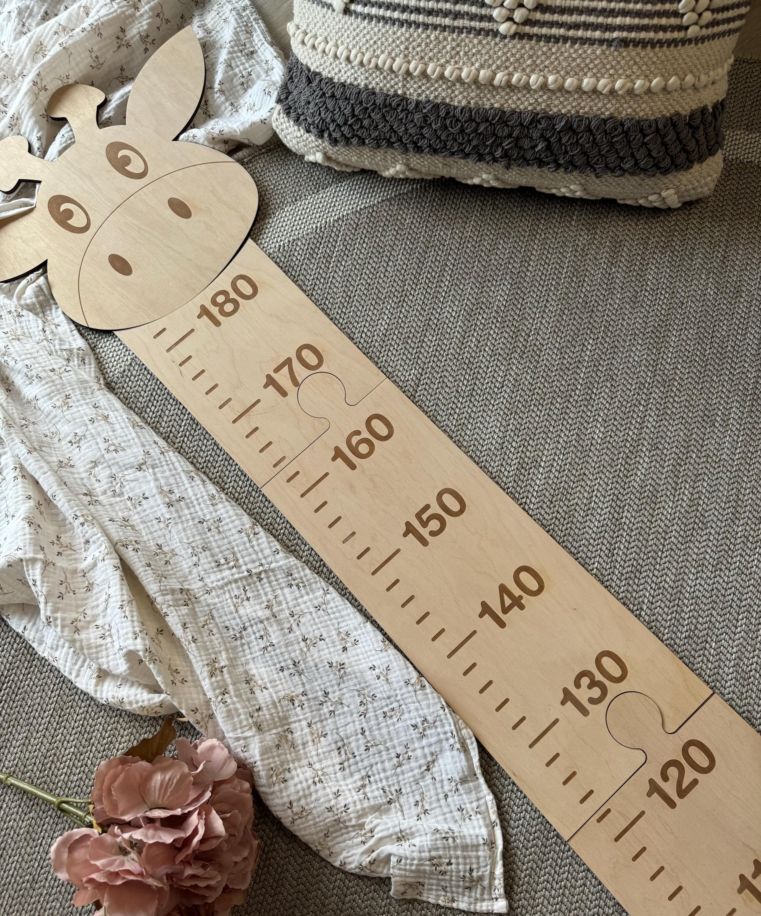 Personalisierte Messlatte aus Holz mit Namen, Kinder Wachstumsmesser Wanddeko, Höhenmesslatte Kinderzimmer, Geschenk Geburt Baby