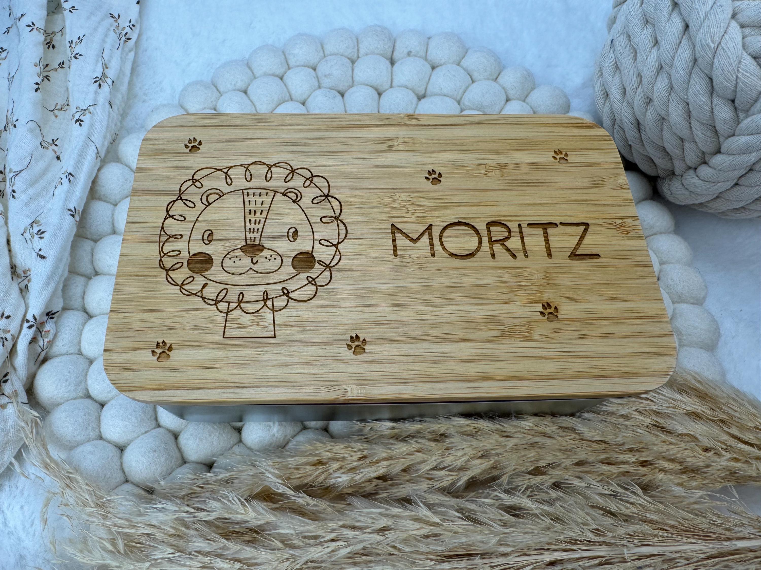Brotdose personalisiert, Geschenk Brotbox, Bentobox mit Name, personalisierte Brotdose mit Gravur, Edelstahlbrotdose mit Bambusdeckel