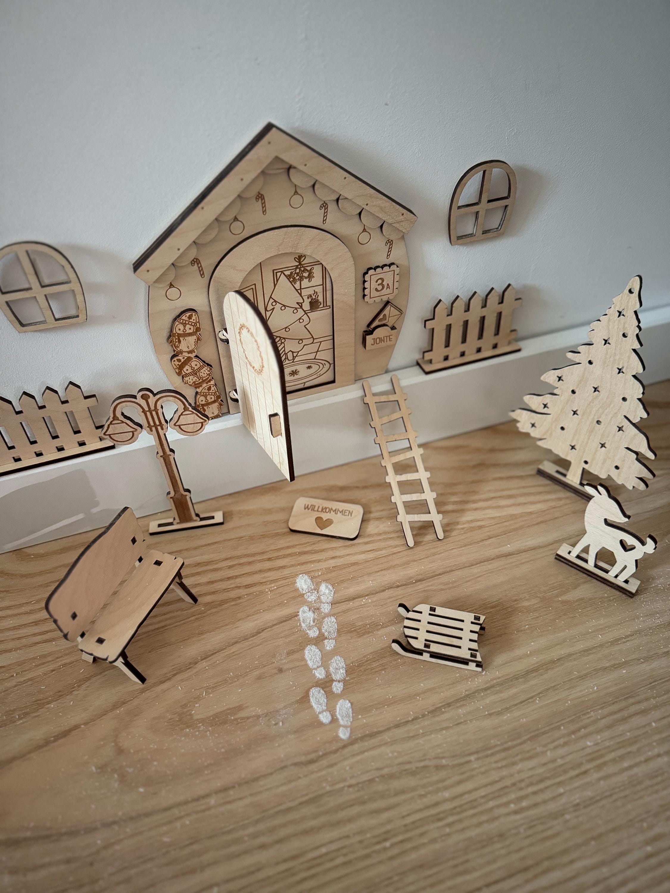 Wichtelset personalisiert mit Wichteltür & Zubehör, Wichtelhaus Weihnachten, Weihnachtswichtel Set, Wichteltür Komplettset Advent