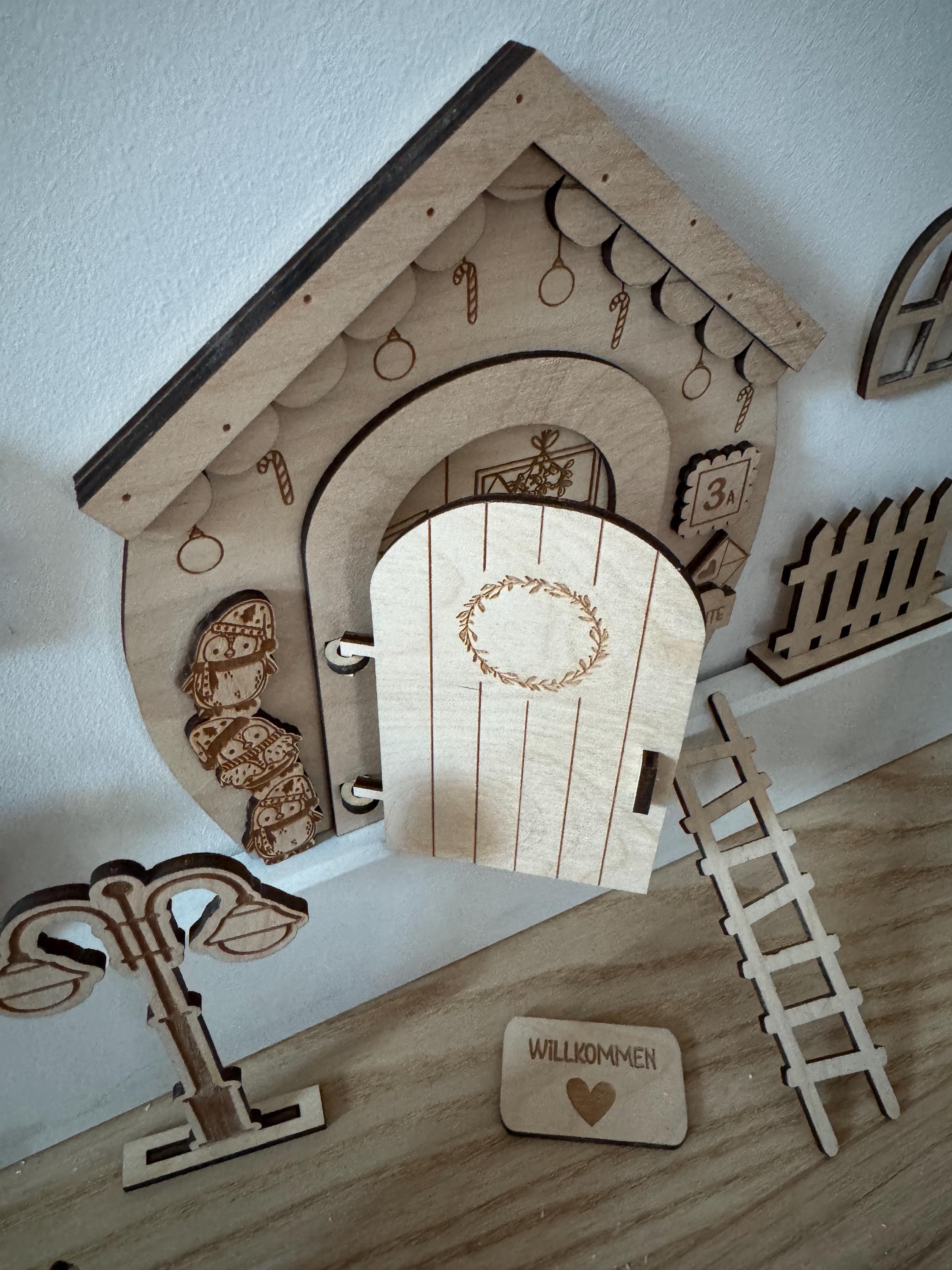 Wichtelset personalisiert mit Wichteltür & Zubehör, Wichtelhaus Weihnachten, Weihnachtswichtel Set, Wichteltür Komplettset Advent