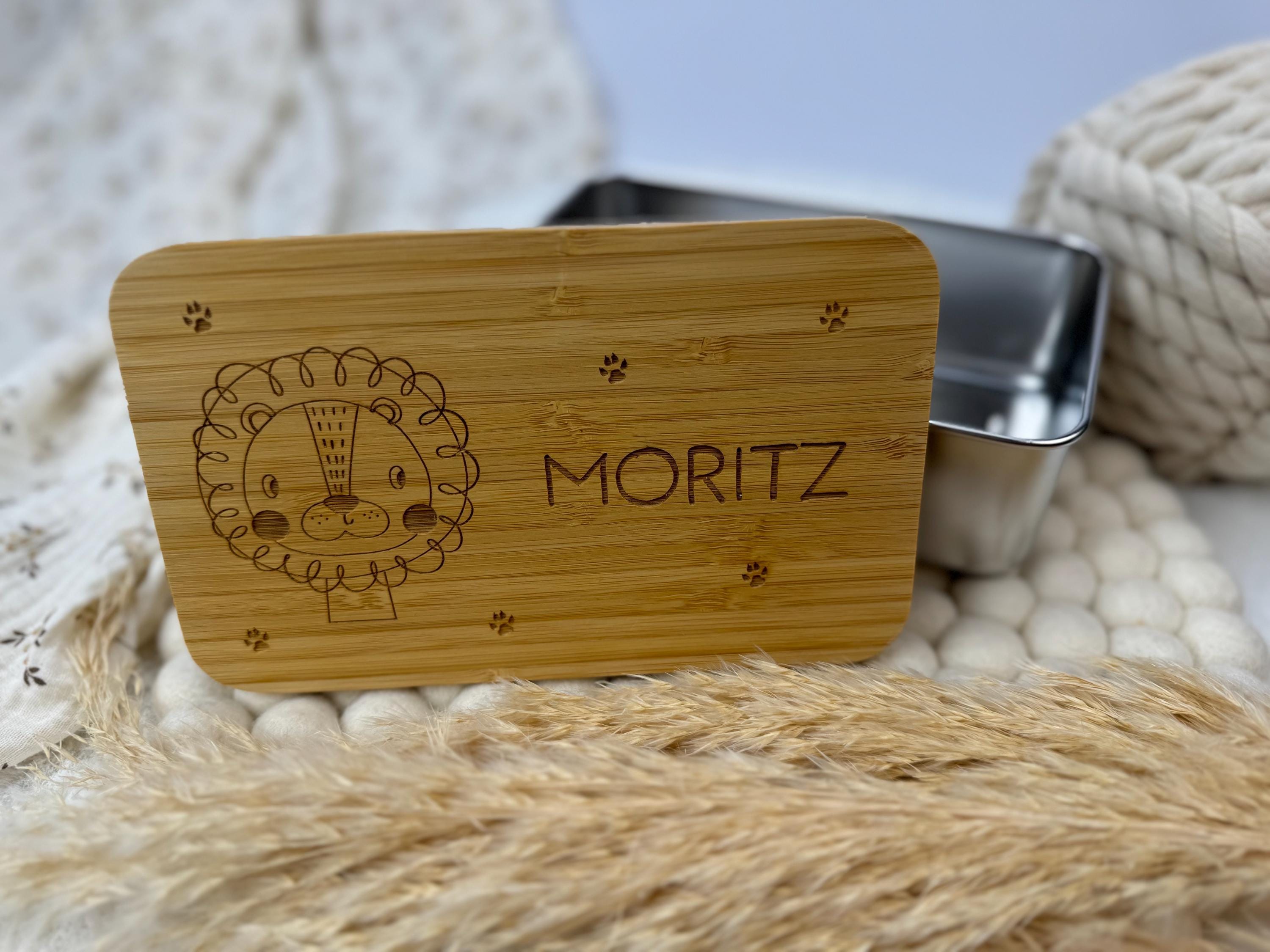 Brotdose personalisiert, Geschenk Brotbox, Bentobox mit Name, personalisierte Brotdose mit Gravur, Edelstahlbrotdose mit Bambusdeckel