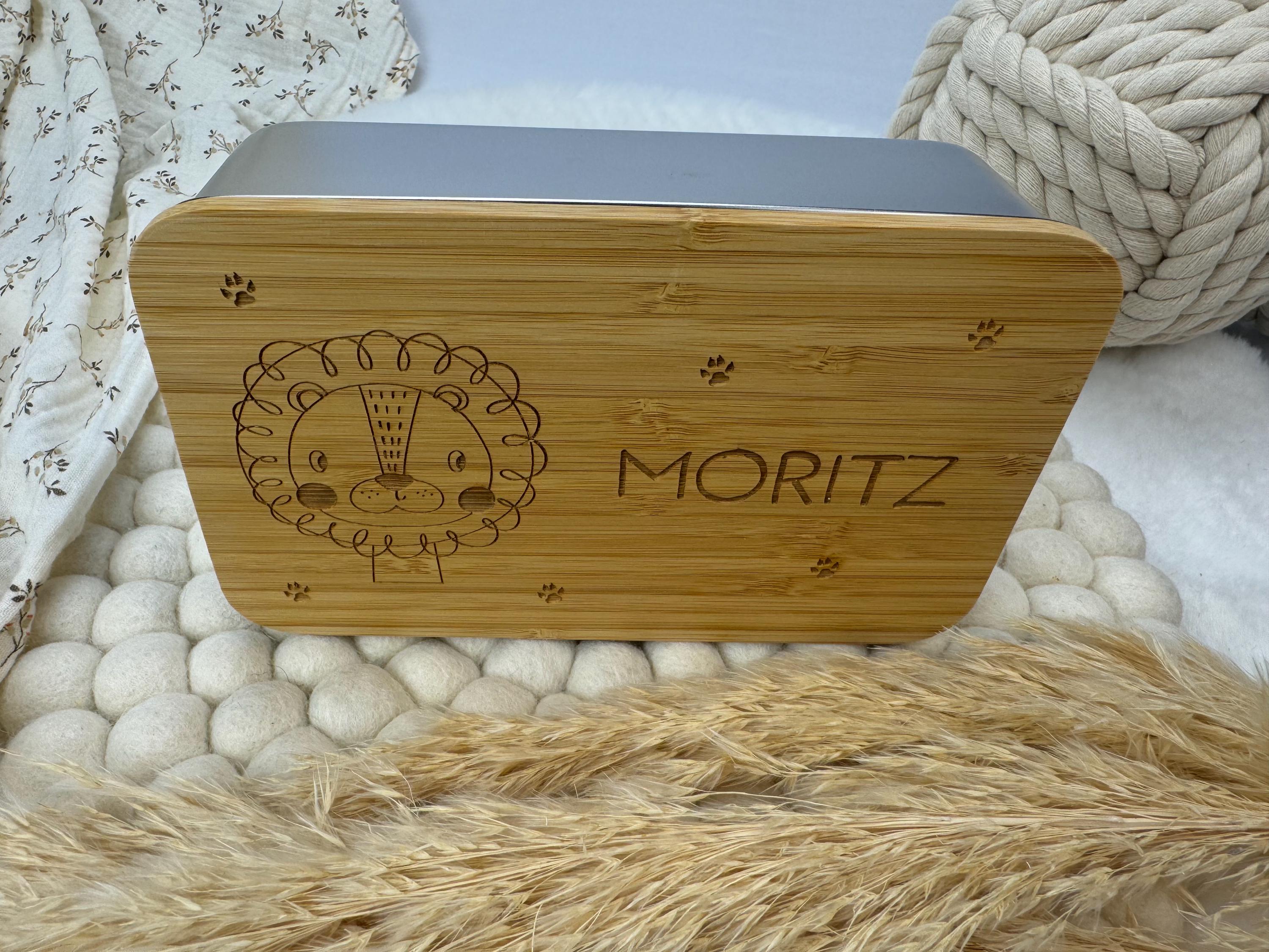 Brotdose personalisiert, Geschenk Brotbox, Bentobox mit Name, personalisierte Brotdose mit Gravur, Edelstahlbrotdose mit Bambusdeckel