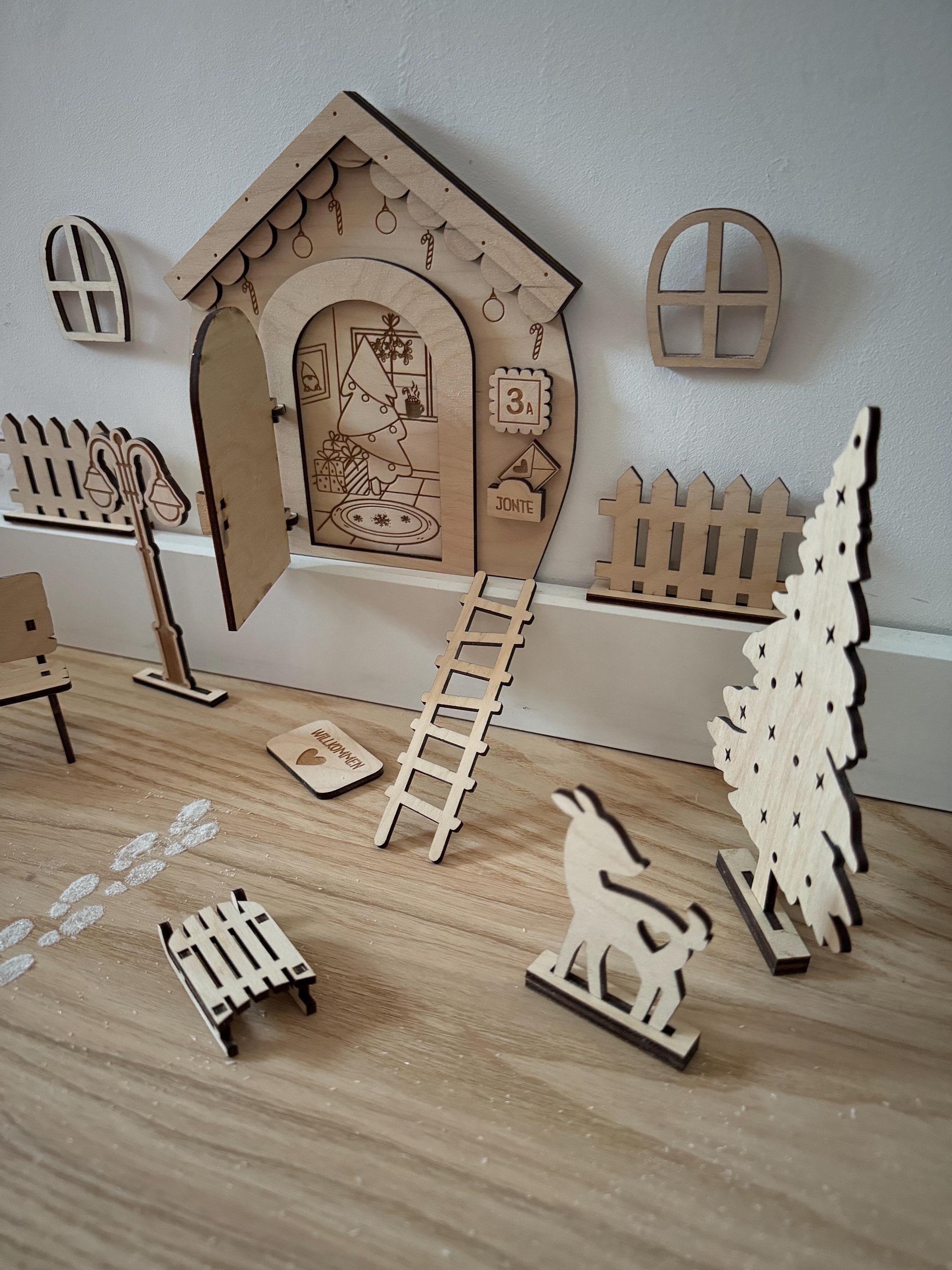 Wichtelset personalisiert mit Wichteltür & Zubehör, Wichtelhaus Weihnachten, Weihnachtswichtel Set, Wichteltür Komplettset Advent