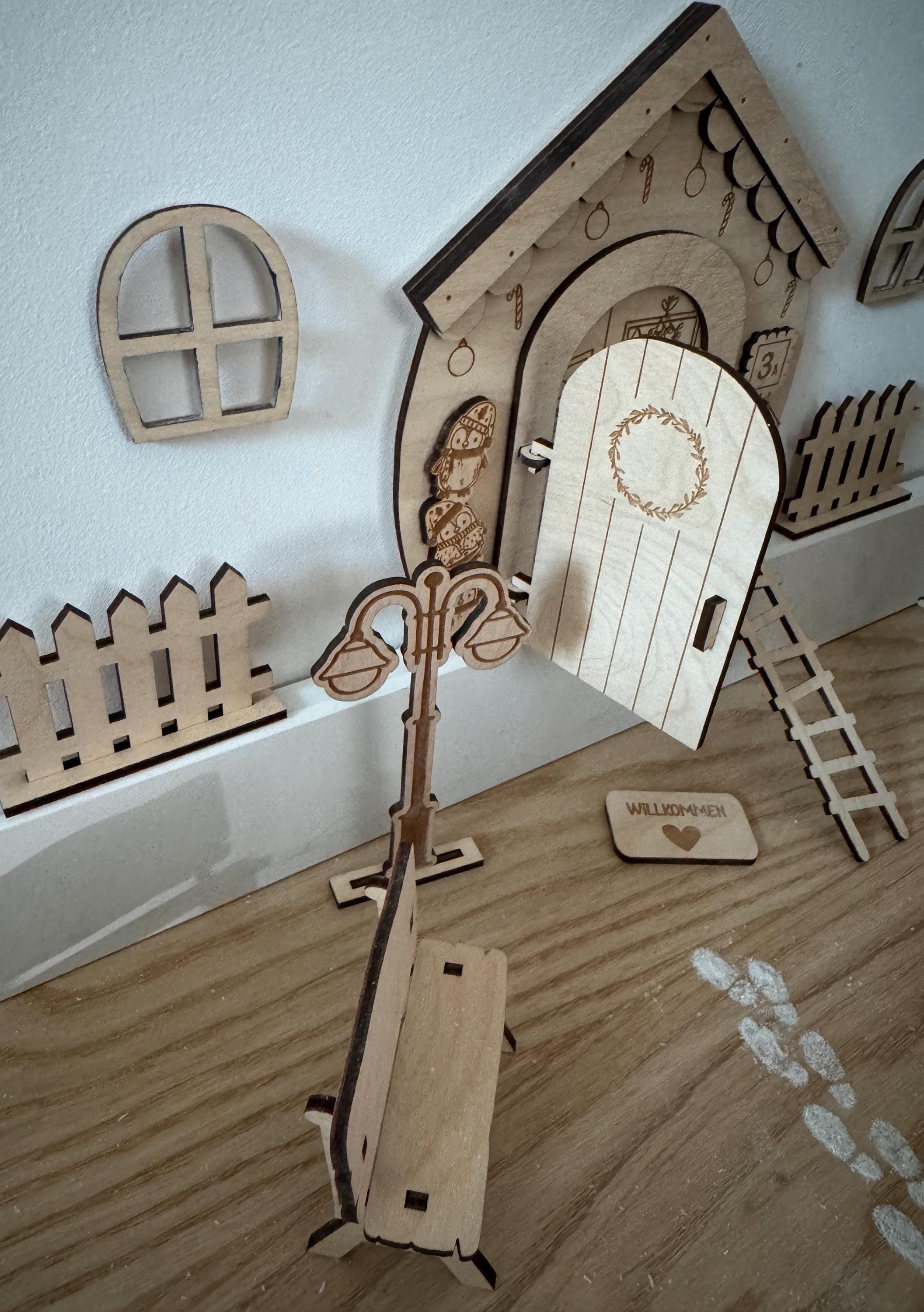 Wichtelset personalisiert mit Wichteltür & Zubehör, Wichtelhaus Weihnachten, Weihnachtswichtel Set, Wichteltür Komplettset Advent