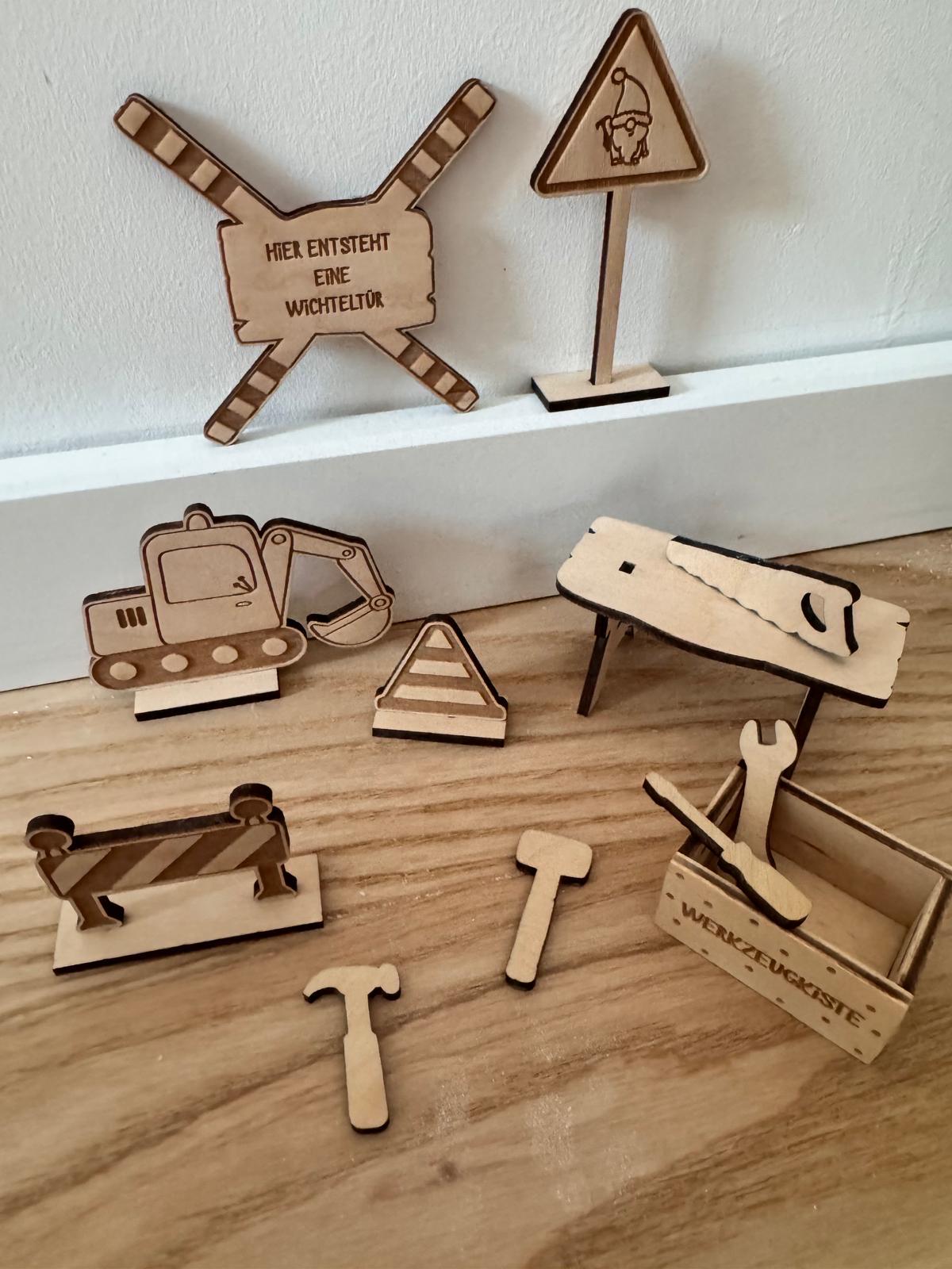 Wichtelset personalisiert mit Wichteltür & Zubehör, Wichtelhaus Weihnachten, Weihnachtswichtel Set, Wichteltür Komplettset Advent