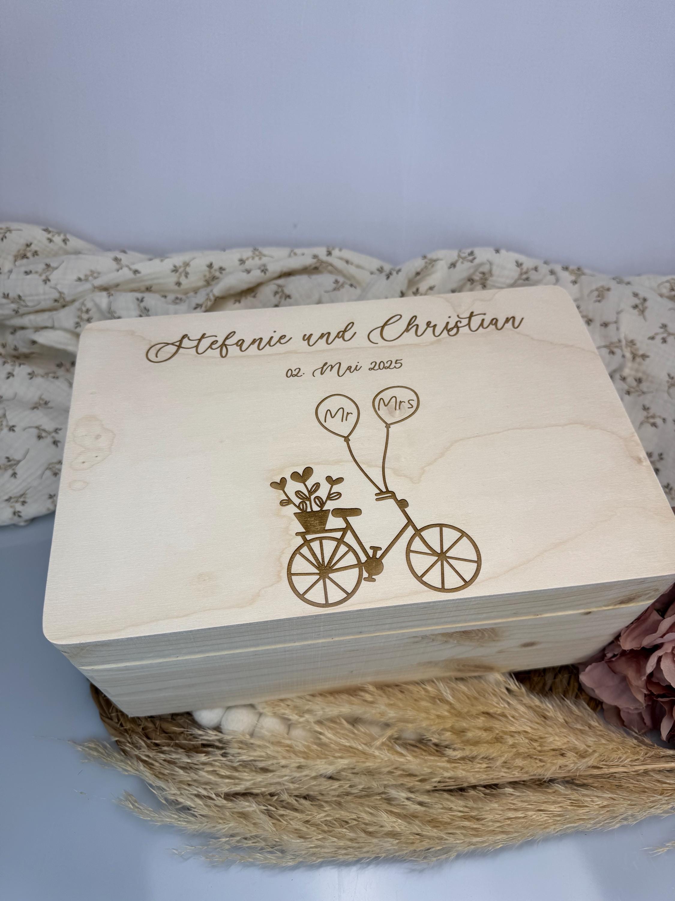 Hochzeitskiste personalisiert aus Holz mit Namen, Erinnerungsbox Hochzeit, Hochzeitspost Box, Hochzeitsgeschenk Brautpaar
