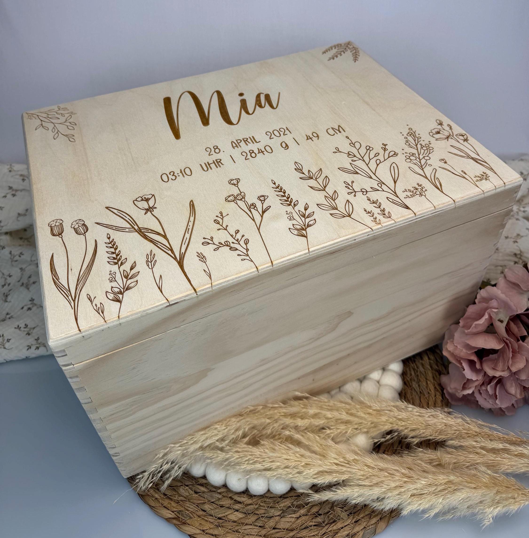 Geschenk Erinnerungsbox personalisiert, personalisierte Kiste, Holzkiste mit Geburtsdaten, Aufbewahrung, Holzbox, Geschenk Geburt, Taufe