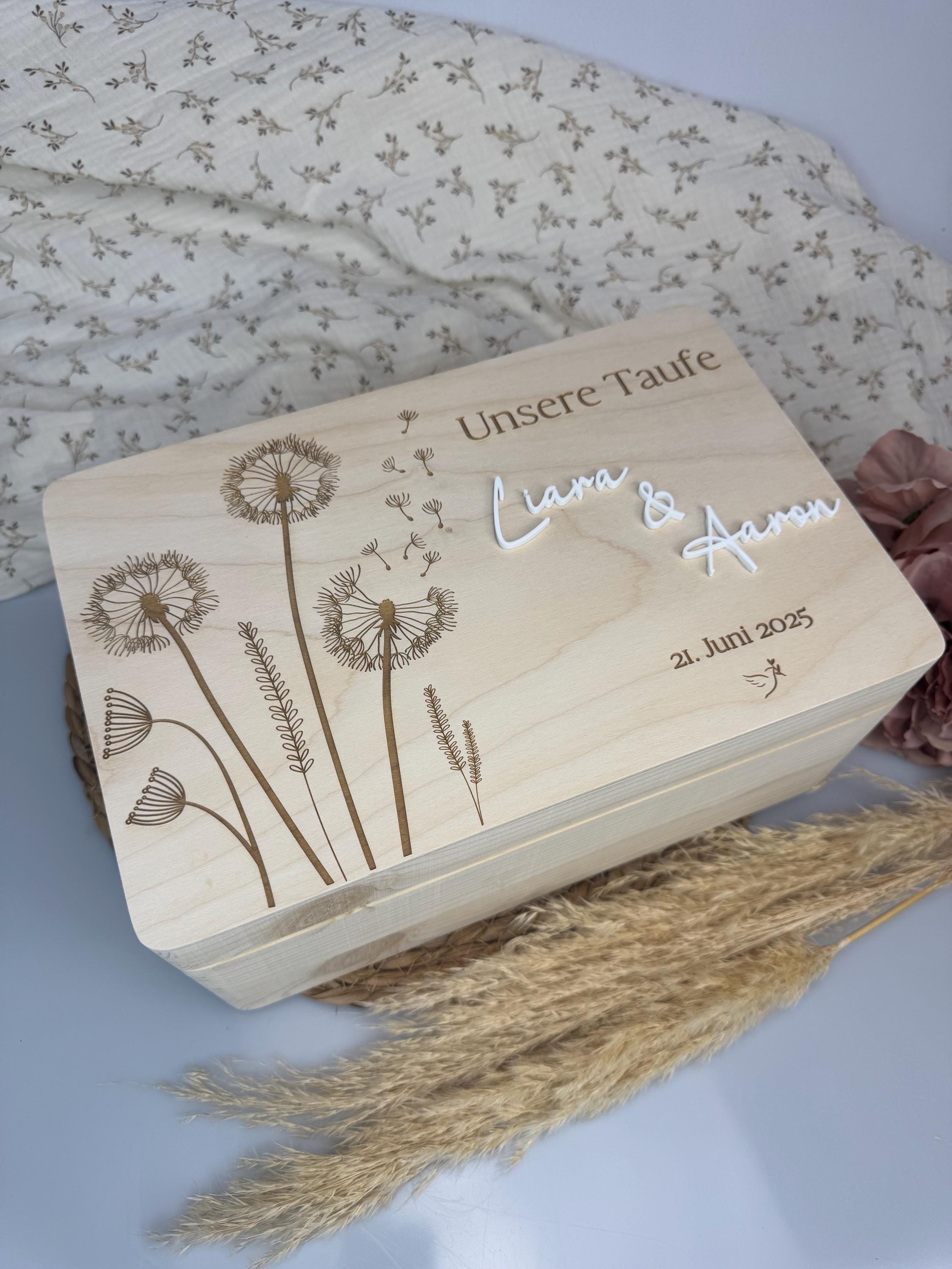 Geschenk Taufe Konfirmation Kommunion Jugendweihe Kiste personalisiert Erinnerungskiste aus Holz personalisierte Kiste Aufbewahrung
