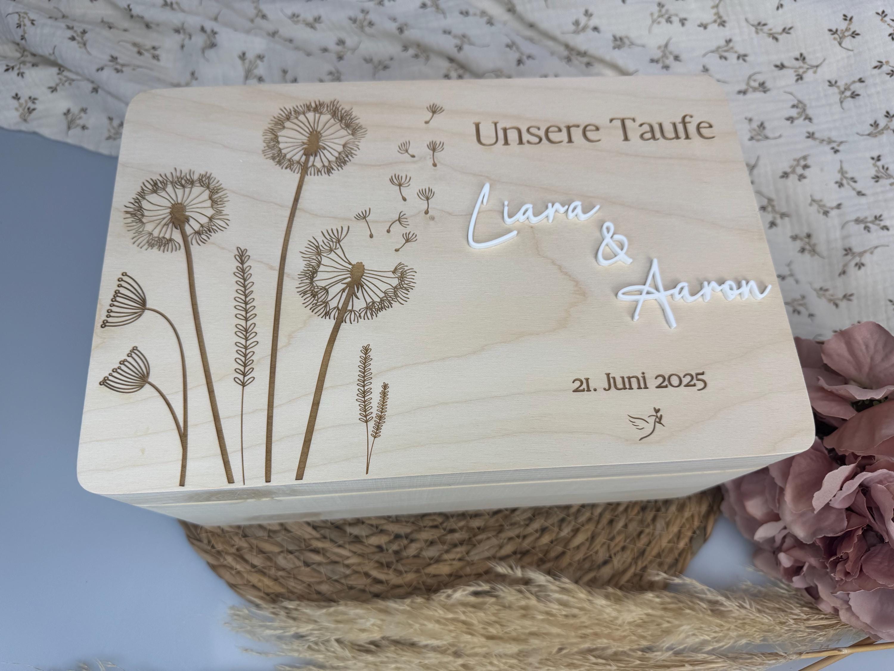 Geschenk Taufe Konfirmation Kommunion Jugendweihe Kiste personalisiert Erinnerungskiste aus Holz personalisierte Kiste Aufbewahrung