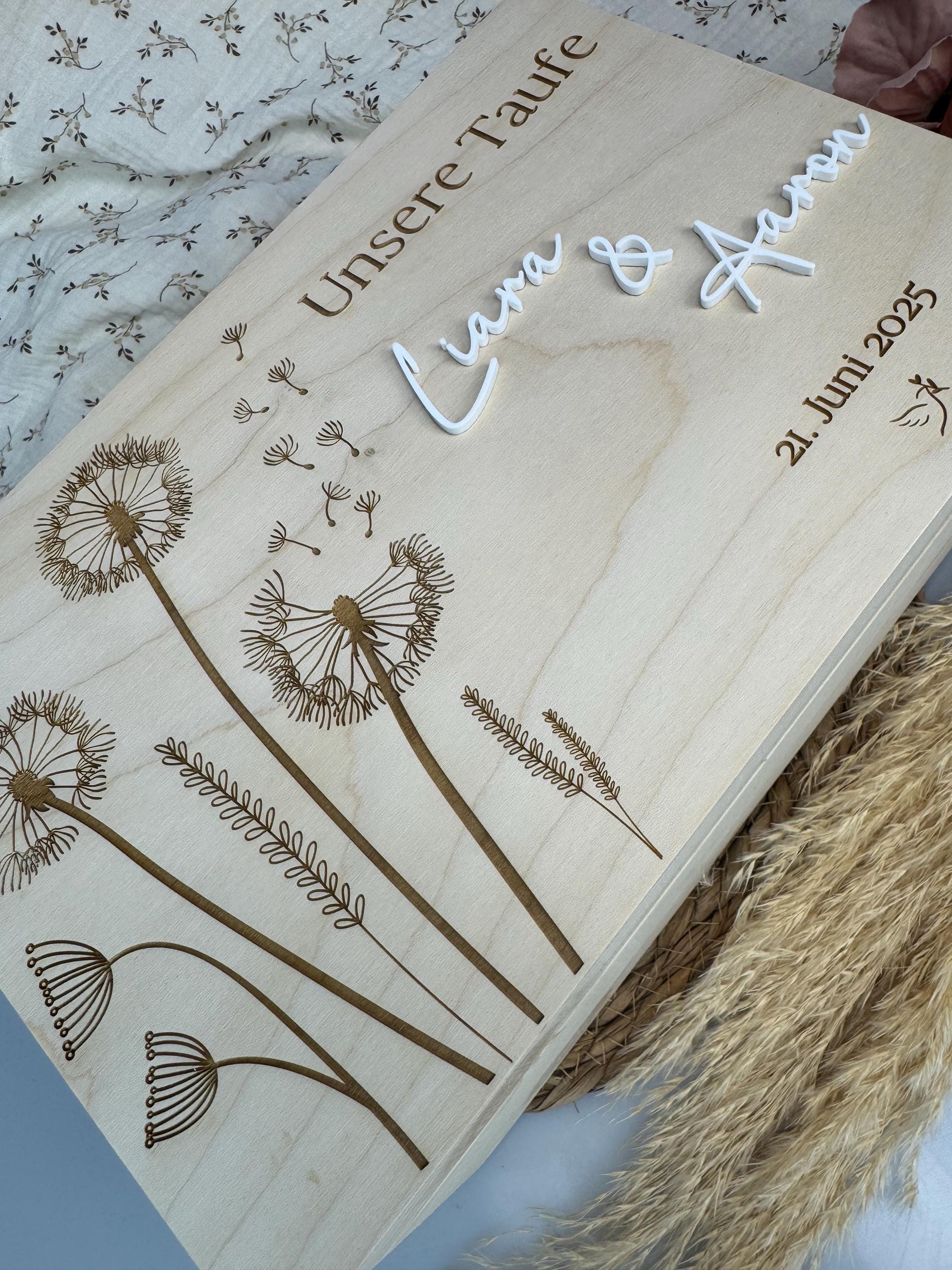 Geschenk Taufe Konfirmation Kommunion Jugendweihe Kiste personalisiert Erinnerungskiste aus Holz personalisierte Kiste Aufbewahrung