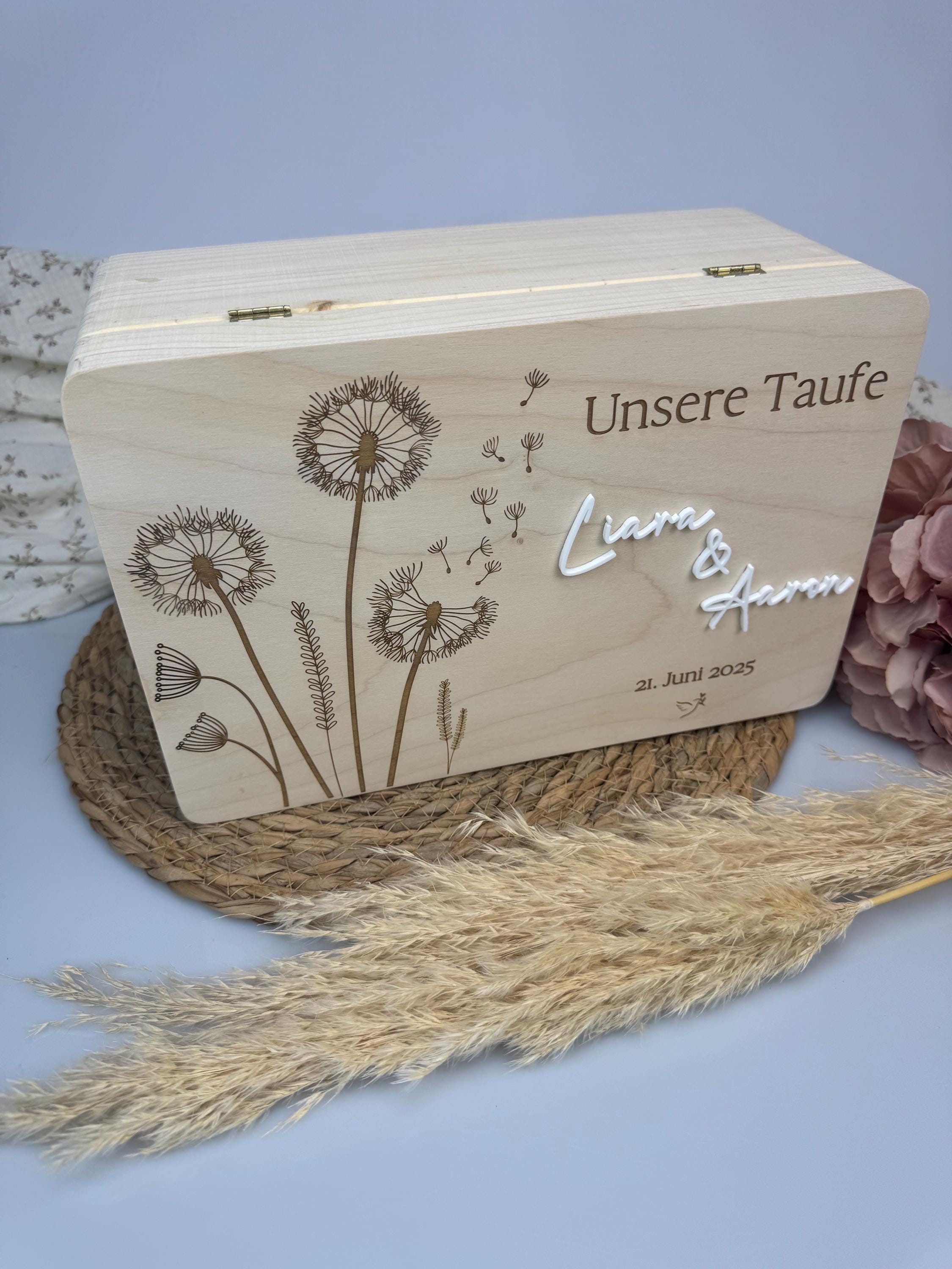 Geschenk Taufe Konfirmation Kommunion Jugendweihe Kiste personalisiert Erinnerungskiste aus Holz personalisierte Kiste Aufbewahrung