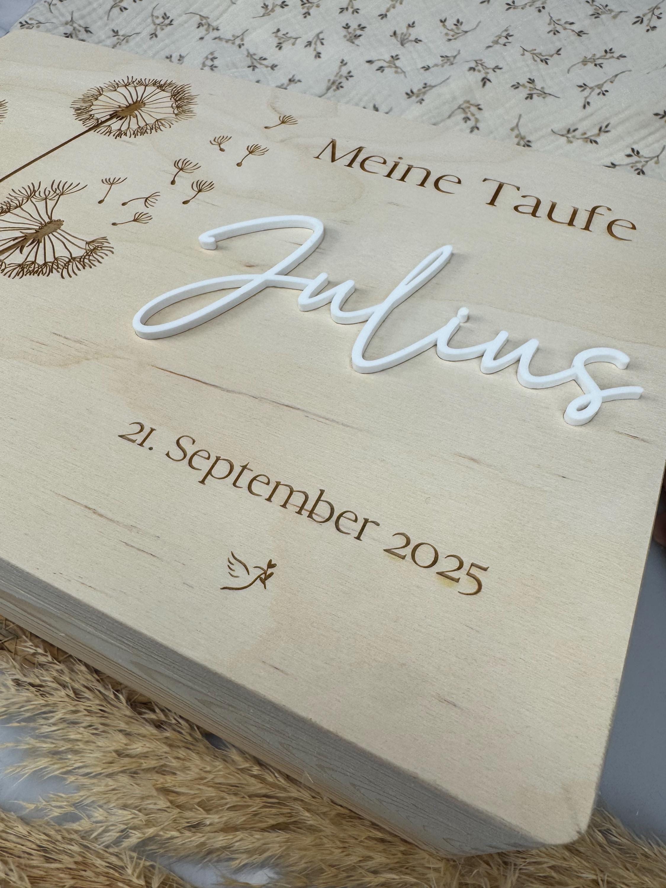 Geschenk Taufe Konfirmation Kommunion Jugendweihe Kiste personalisiert Erinnerungskiste aus Holz personalisierte Kiste Aufbewahrung