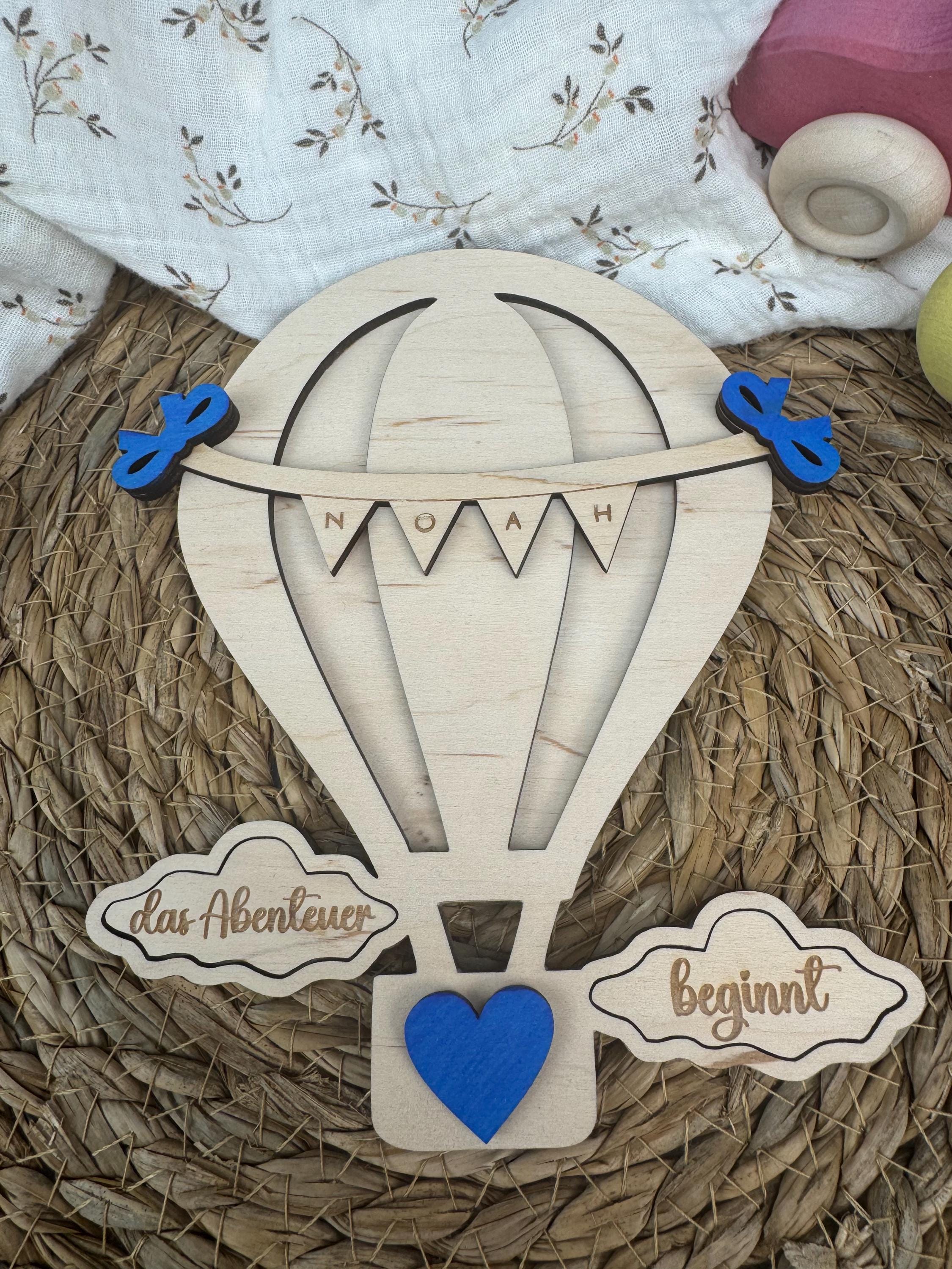 Personalisierte Baby Meilensteinkarten aus Holz, Heißluftballon Meilensteine Baby, Milestone Karten Geburt, Geschenk Babyparty