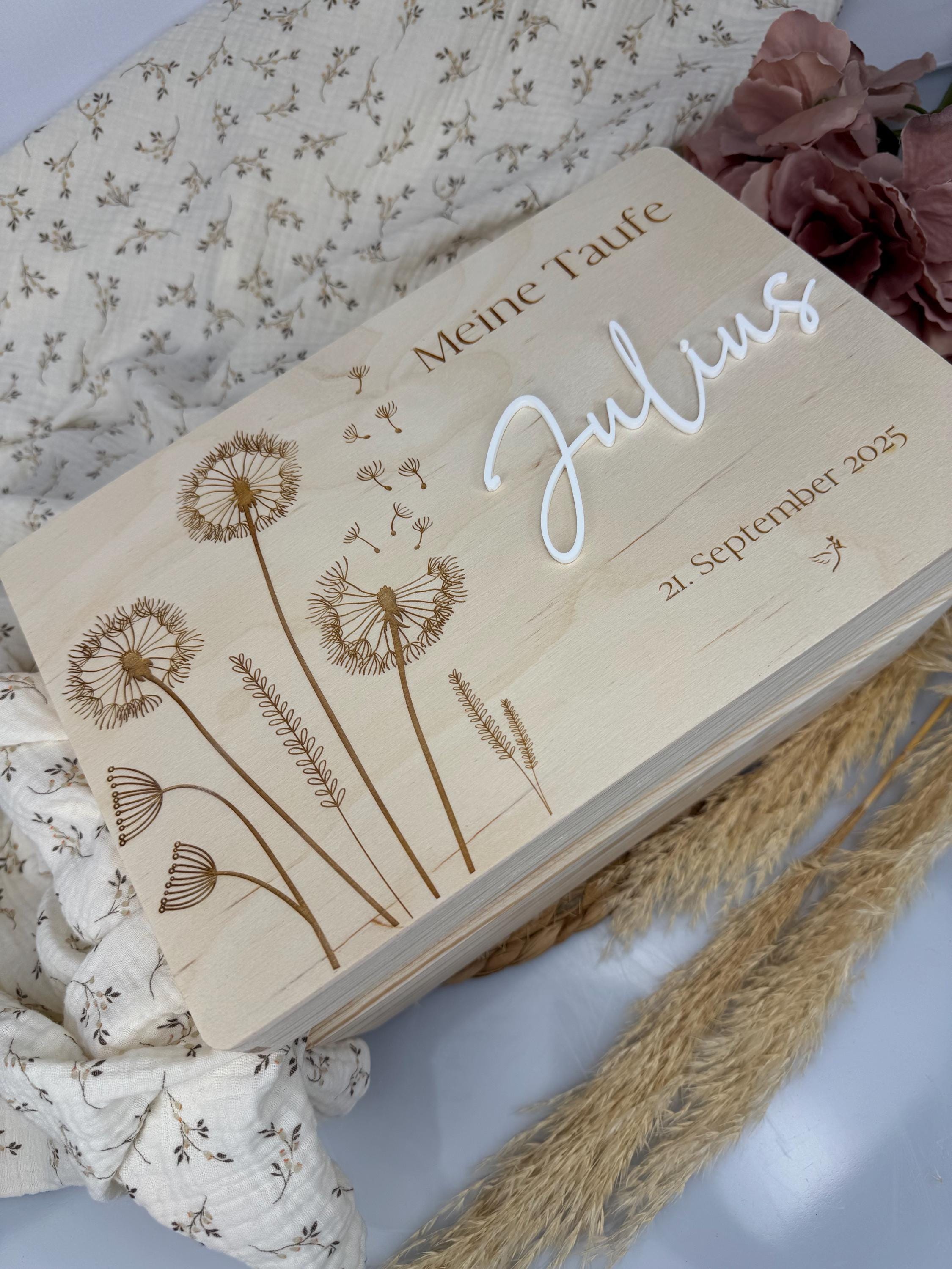 Geschenk Taufe Konfirmation Kommunion Jugendweihe Kiste personalisiert Erinnerungskiste aus Holz personalisierte Kiste Aufbewahrung