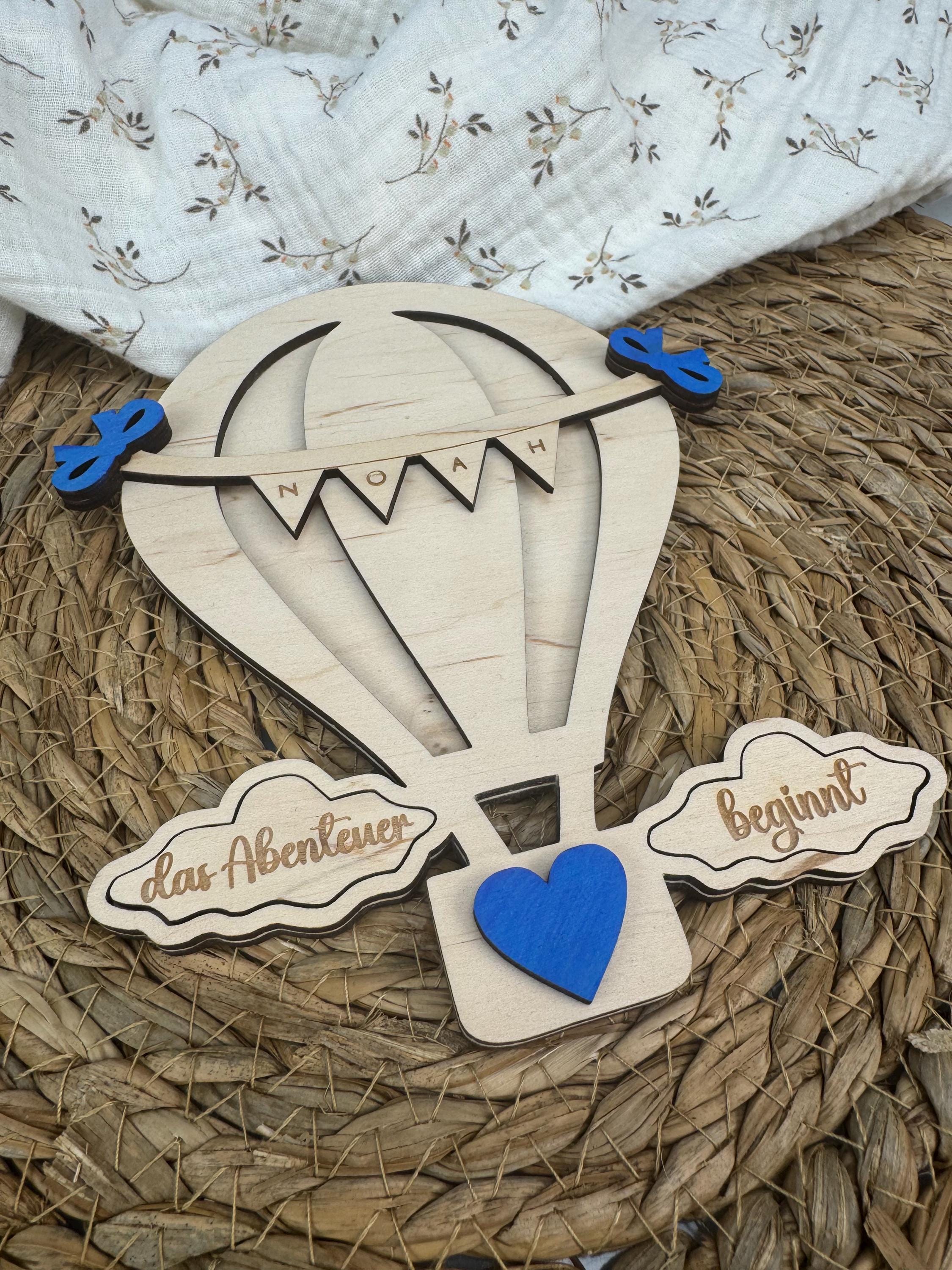 Personalisierte Baby Meilensteinkarten aus Holz, Heißluftballon Meilensteine Baby, Milestone Karten Geburt, Geschenk Babyparty