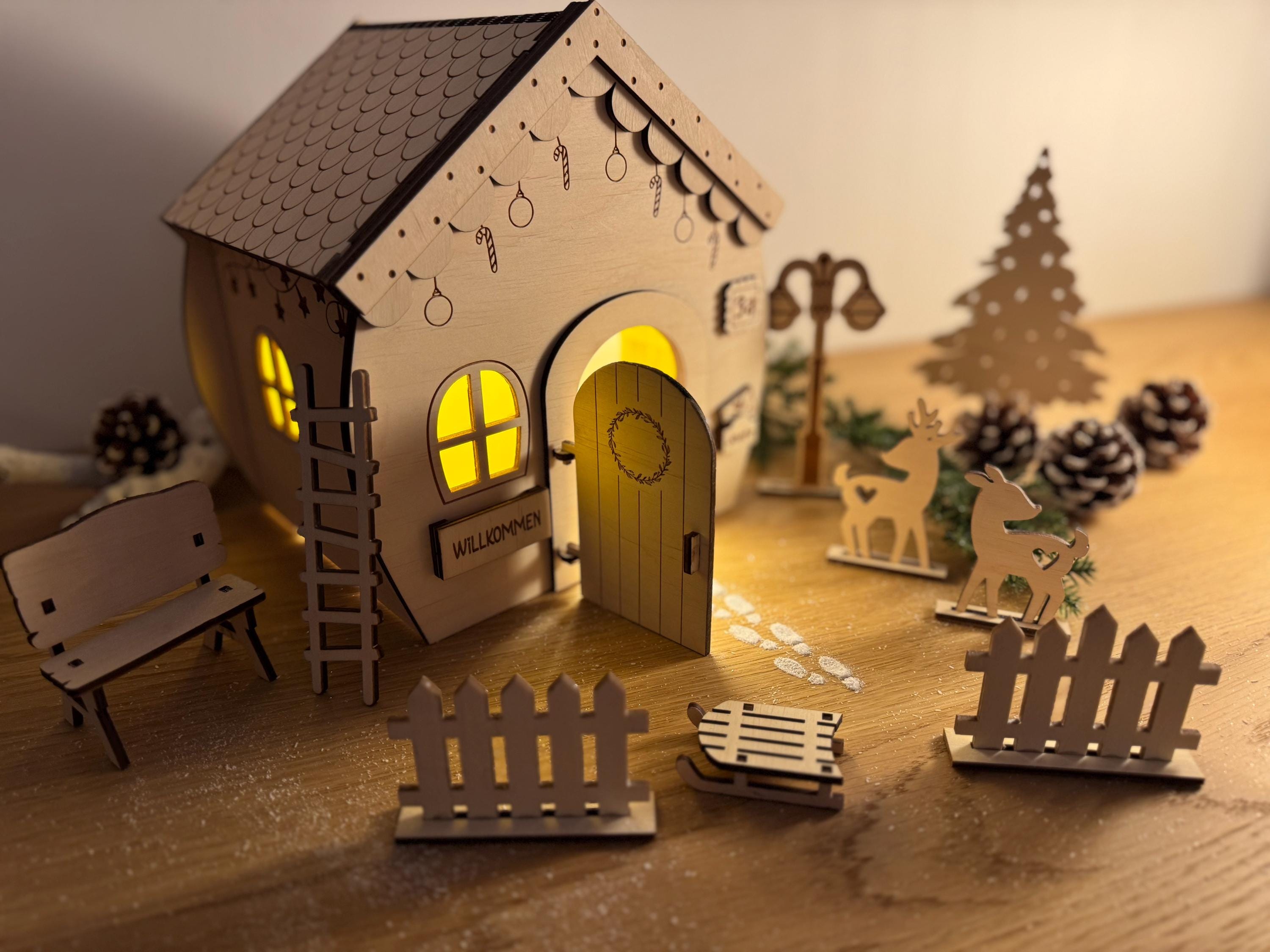 Wichteltür Wichtel Wichtelhaus personalisiert Weihnachtsdeko Adventszeit Wichtelkomplettset mit Licht Weihnachtszeit Gnome House