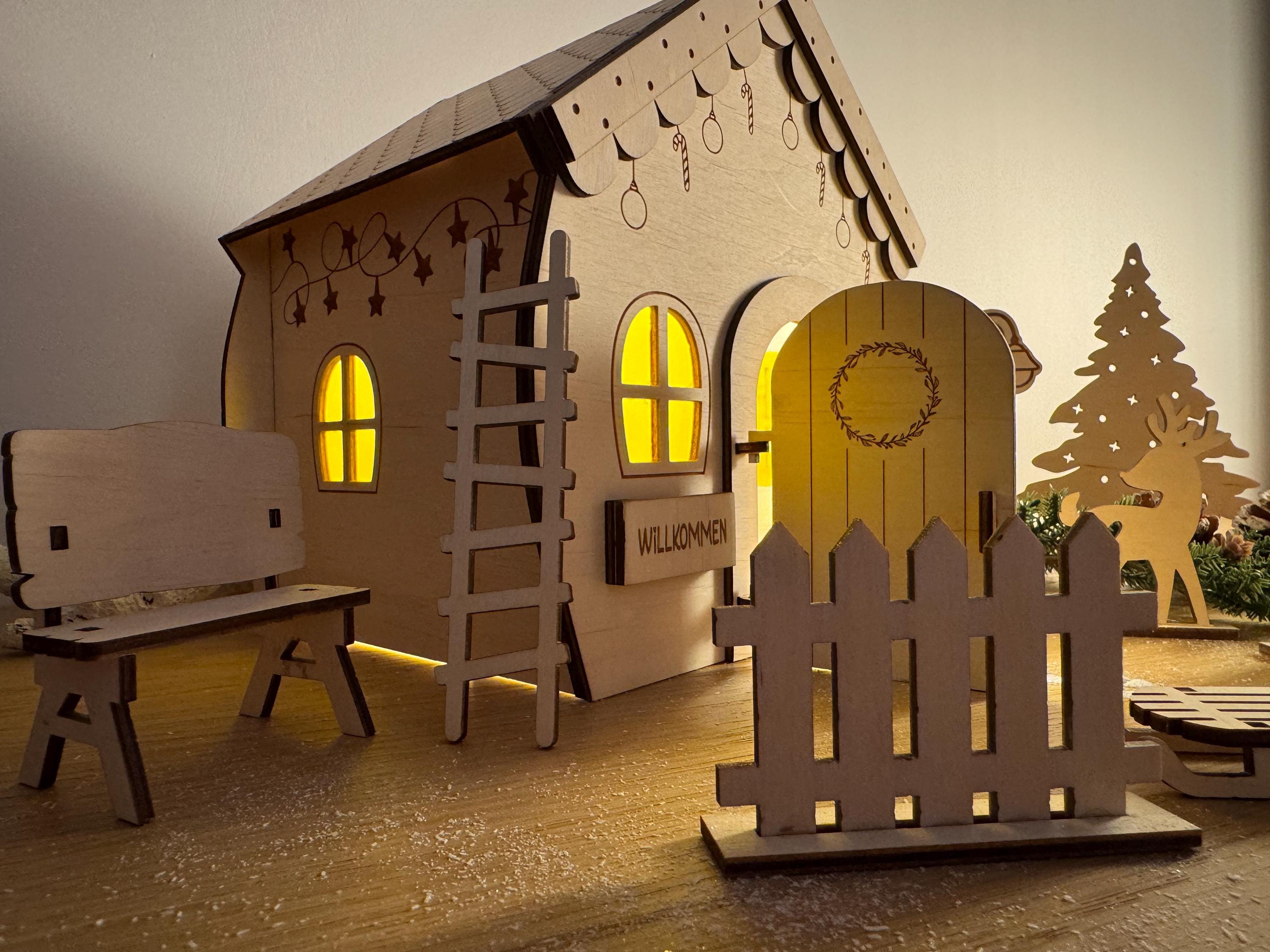 Wichteltür Wichtel Wichtelhaus personalisiert Weihnachtsdeko Adventszeit Wichtelkomplettset mit Licht Weihnachtszeit Gnome House