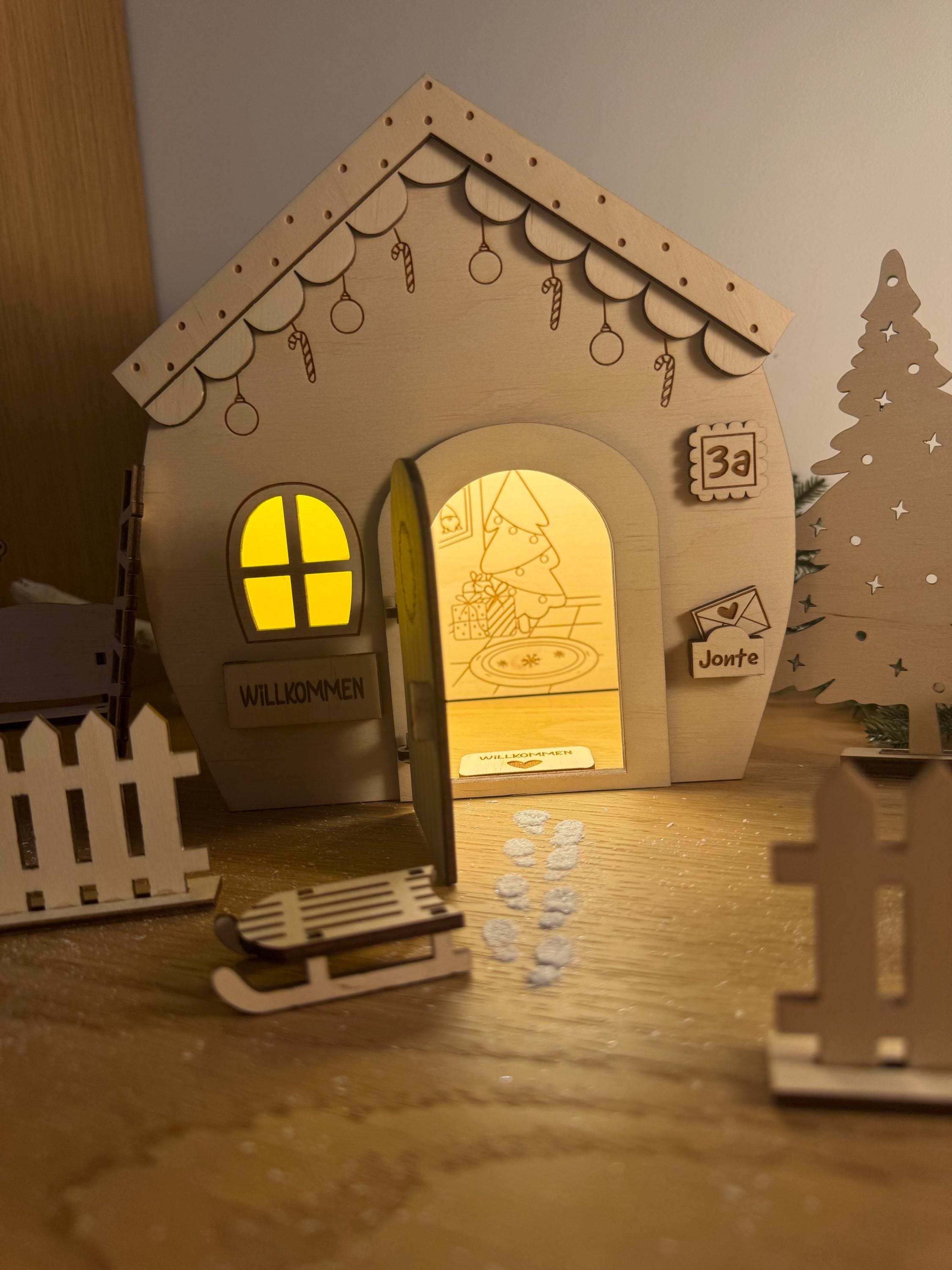Wichteltür Wichtel Wichtelhaus personalisiert Weihnachtsdeko Adventszeit Wichtelkomplettset mit Licht Weihnachtszeit Gnome House