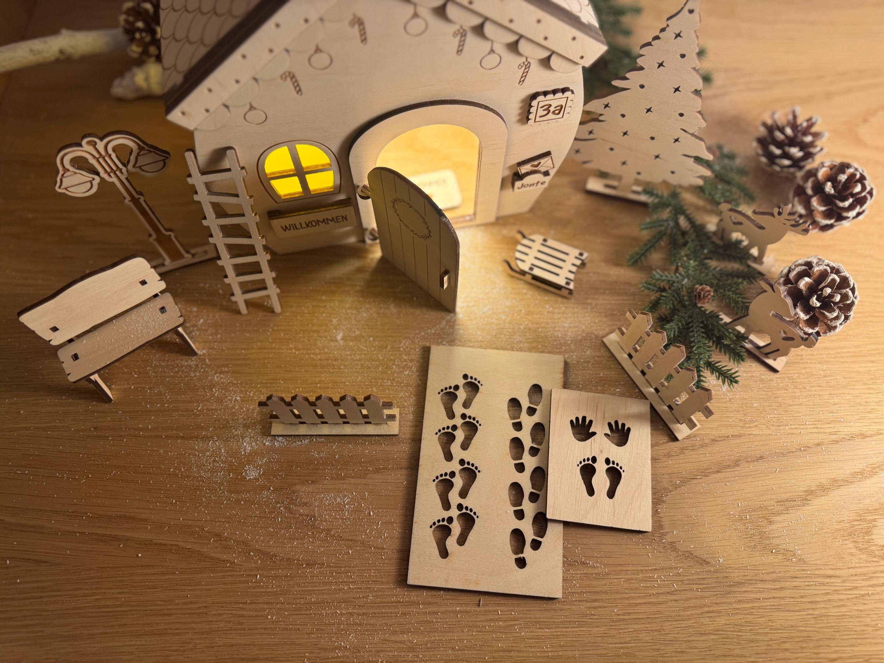 Wichteltür Wichtel Wichtelhaus personalisiert Weihnachtsdeko Adventszeit Wichtelkomplettset mit Licht Weihnachtszeit Gnome House
