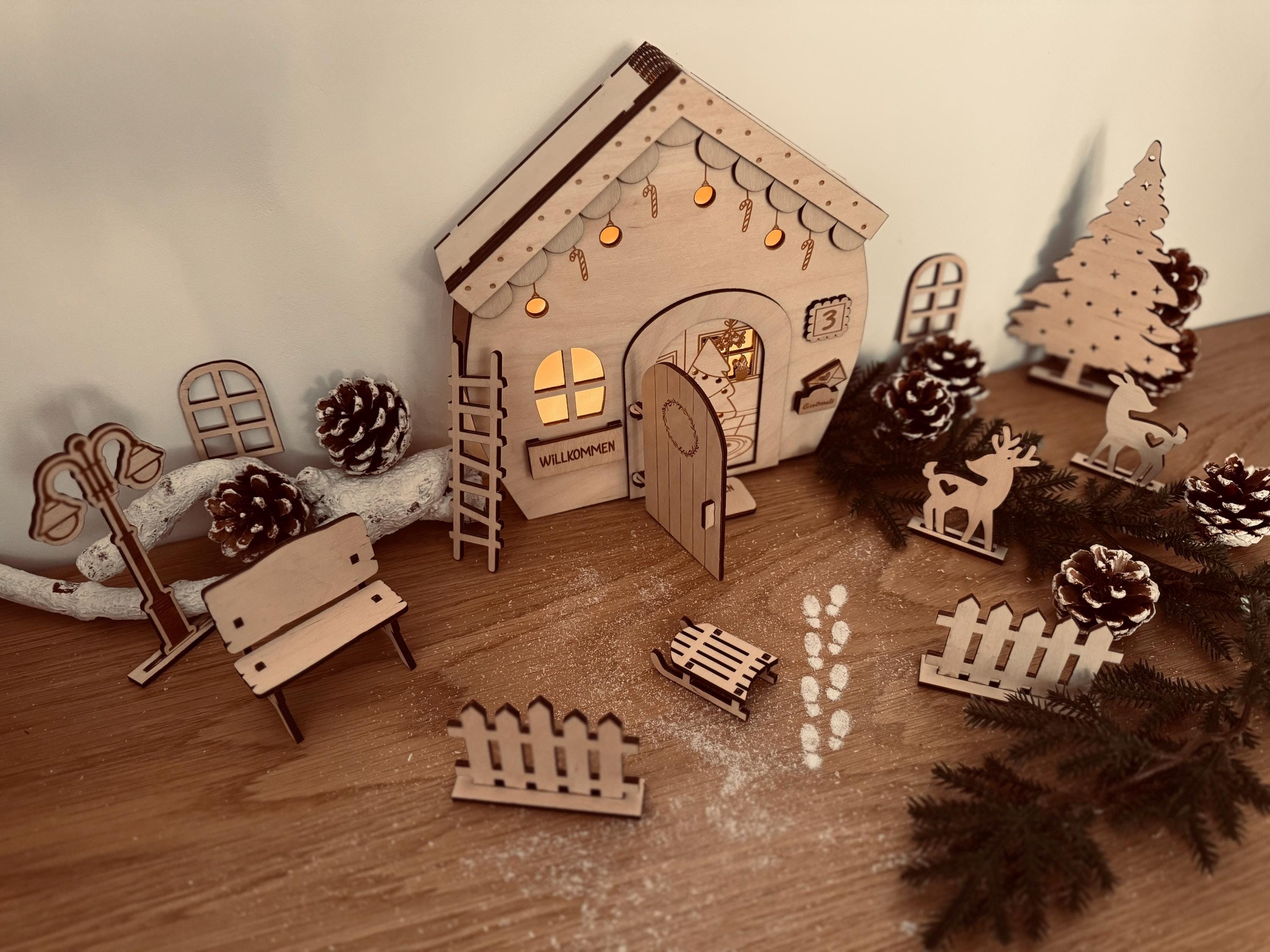 Wichteltür Wichtel Wichtelhaus personalisiert Weihnachtsdeko Adventszeit Wichtelkomplettset mit Licht Weihnachtszeit Gnome House