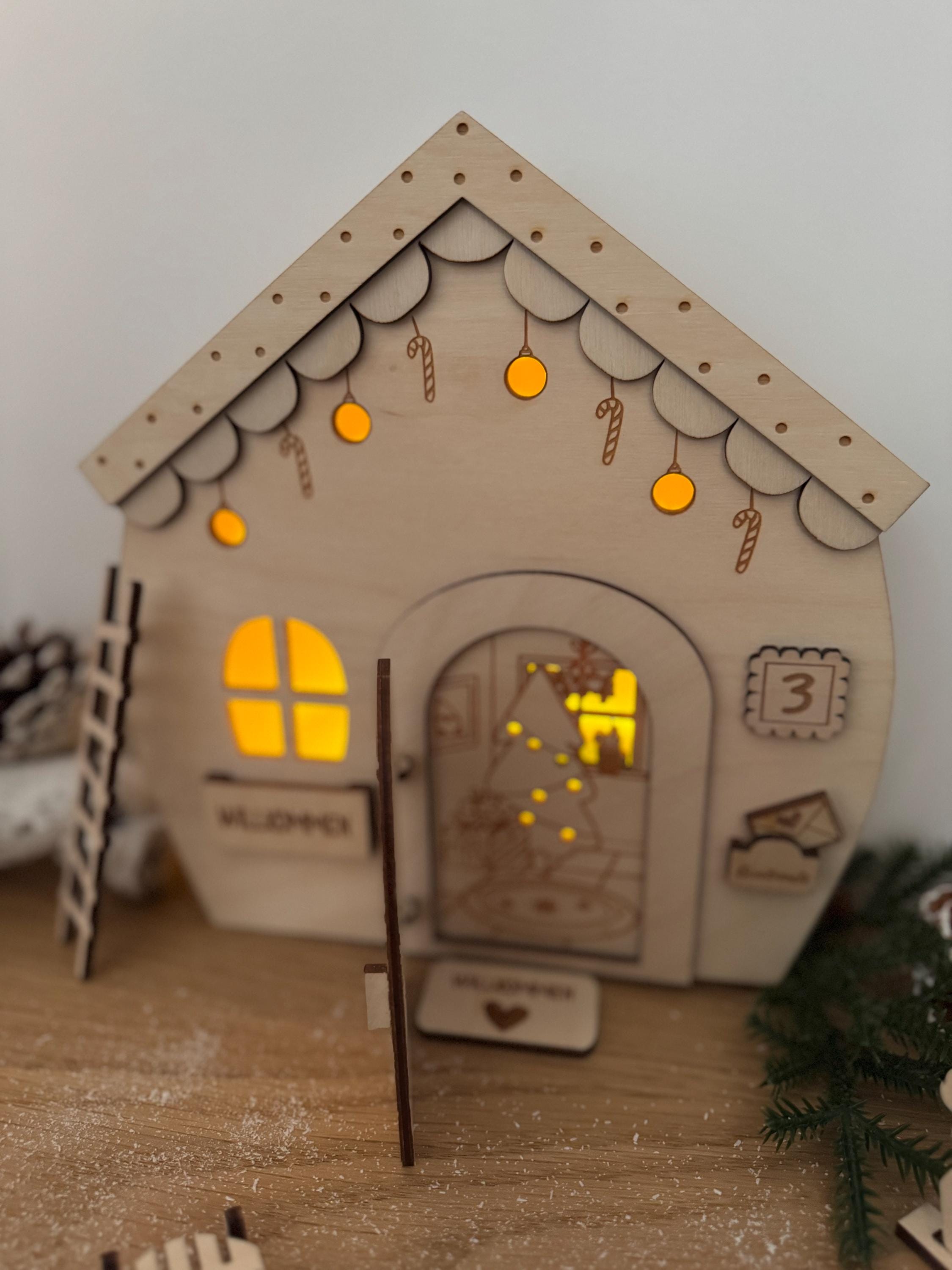 Wichteltür Wichtel Wichtelhaus personalisiert Weihnachtsdeko Adventszeit Wichtelkomplettset mit Licht Weihnachtszeit Gnome House
