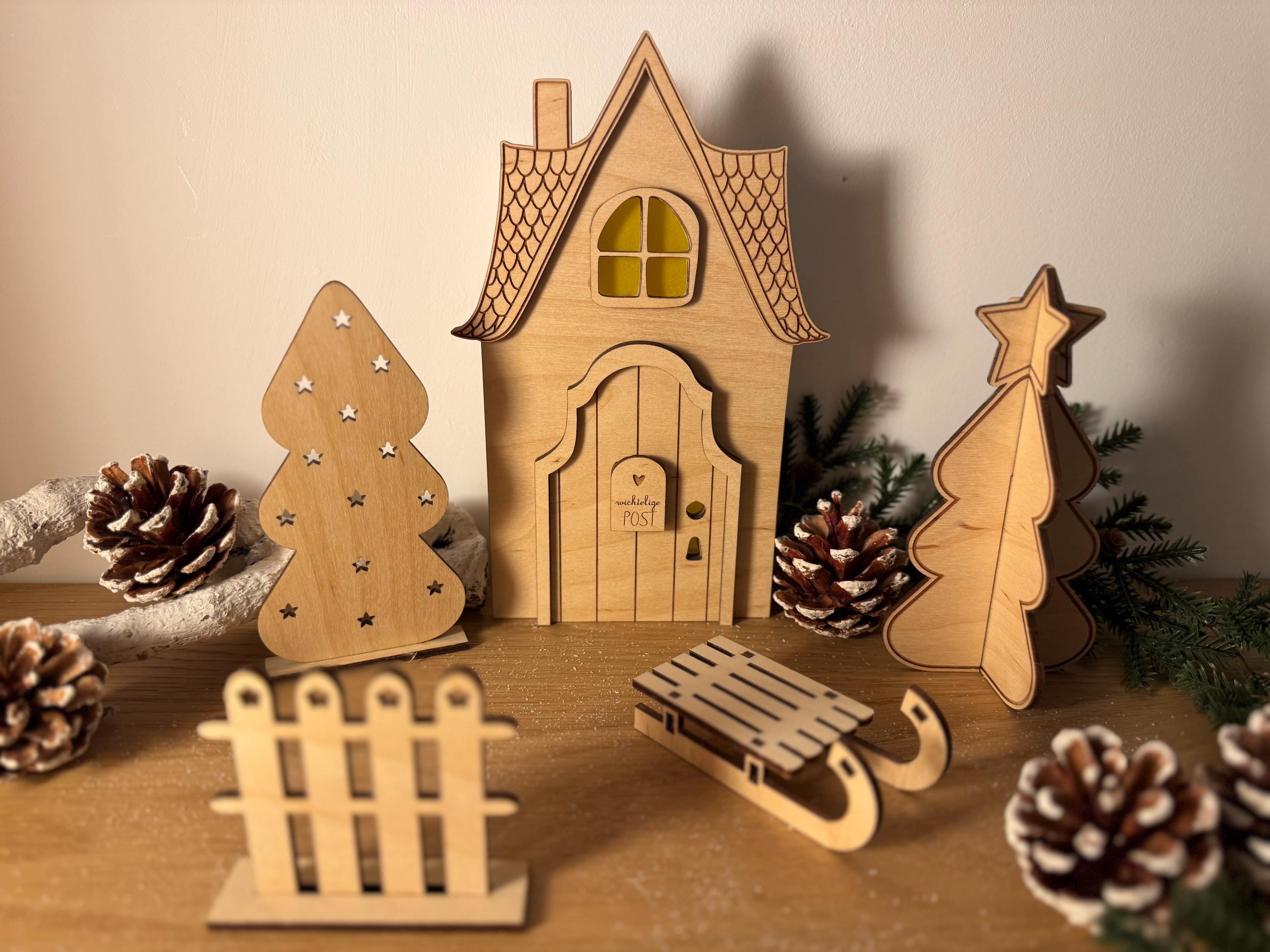 Wichteltür Wichtel Wichtelhaus personalisiert Weihnachtsdeko Adventszeit Wichtelkomplettset mit Licht Weihnachtszeit Gnome House