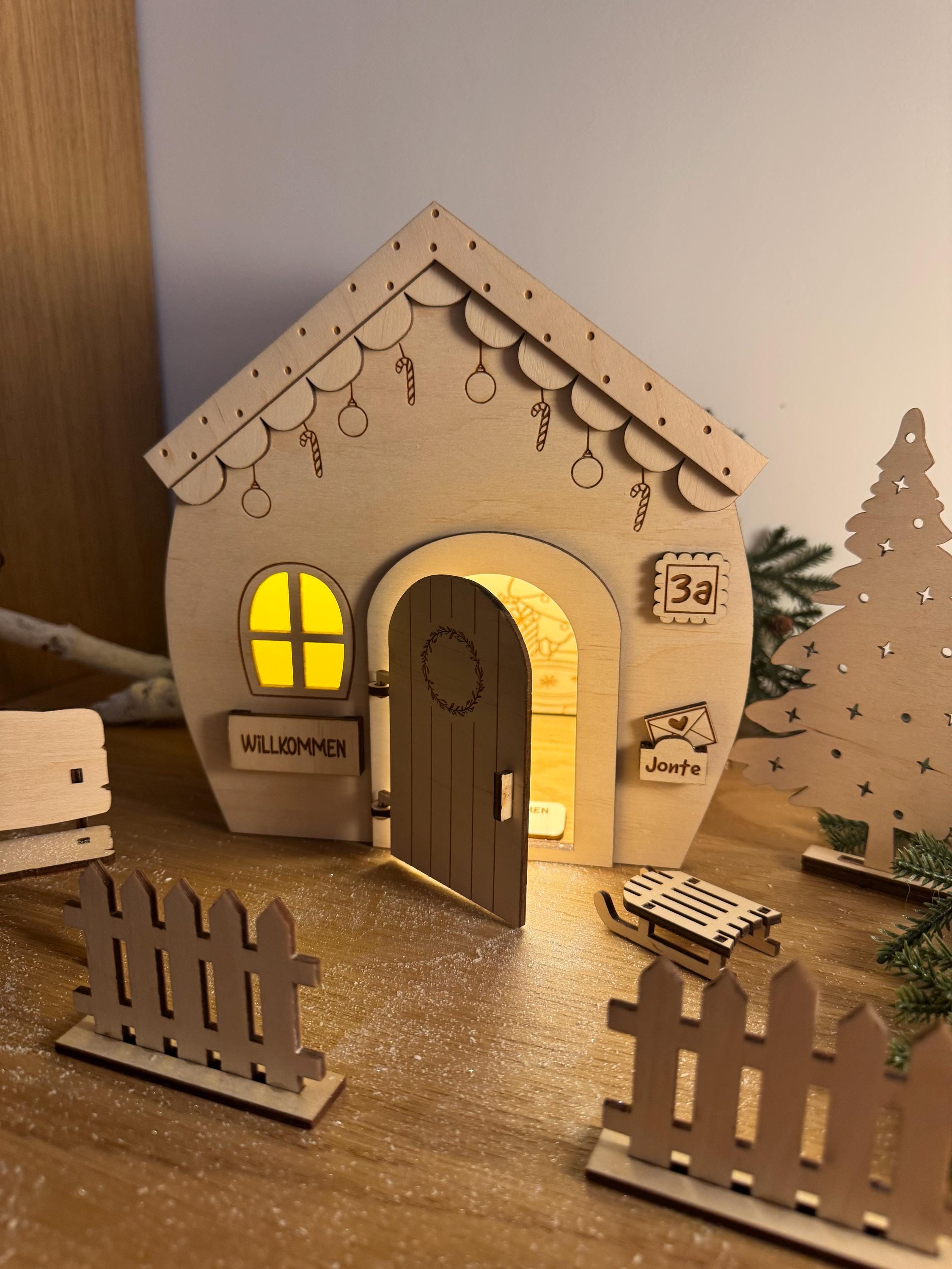 Wichteltür Wichtel Wichtelhaus personalisiert Weihnachtsdeko Adventszeit Wichtelkomplettset mit Licht Weihnachtszeit Gnome House
