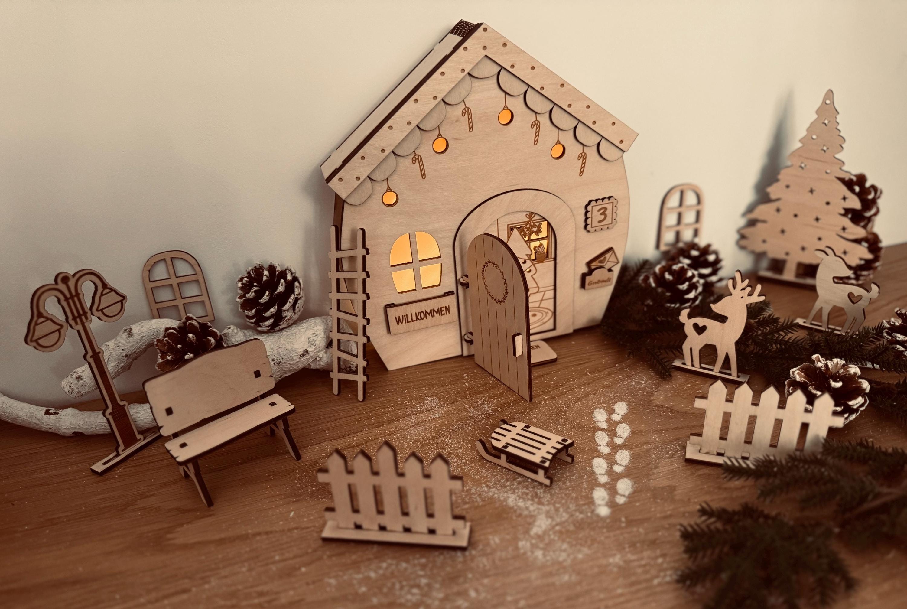Wichteltür Wichtel Wichtelhaus personalisiert Weihnachtsdeko Adventszeit Wichtelkomplettset mit Licht Weihnachtszeit Gnome House