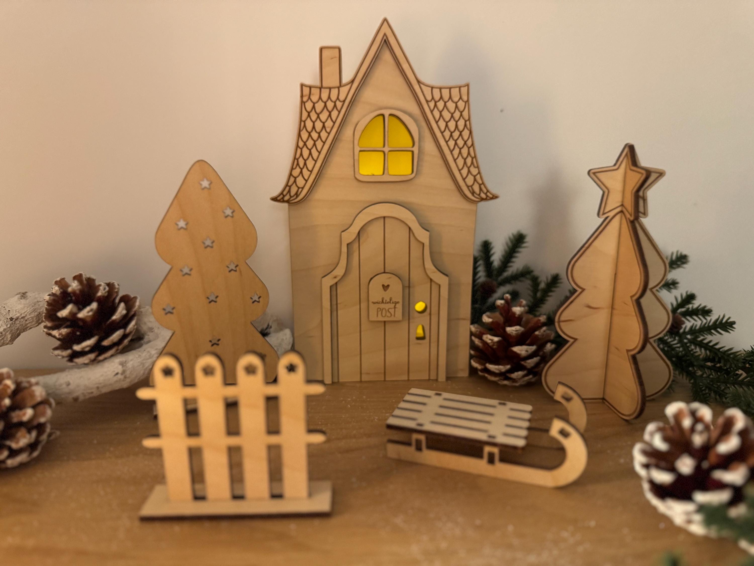 Wichteltür Wichtel Wichtelhaus personalisiert Weihnachtsdeko Adventszeit Wichtelkomplettset mit Licht Weihnachtszeit Gnome House