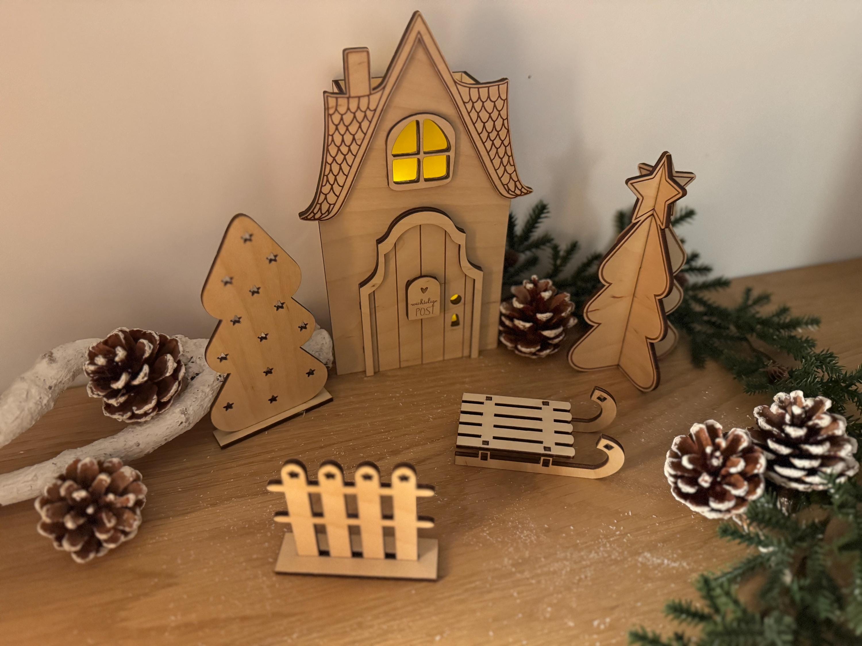 Wichteltür Wichtel Wichtelhaus personalisiert Weihnachtsdeko Adventszeit Wichtelkomplettset mit Licht Weihnachtszeit Gnome House