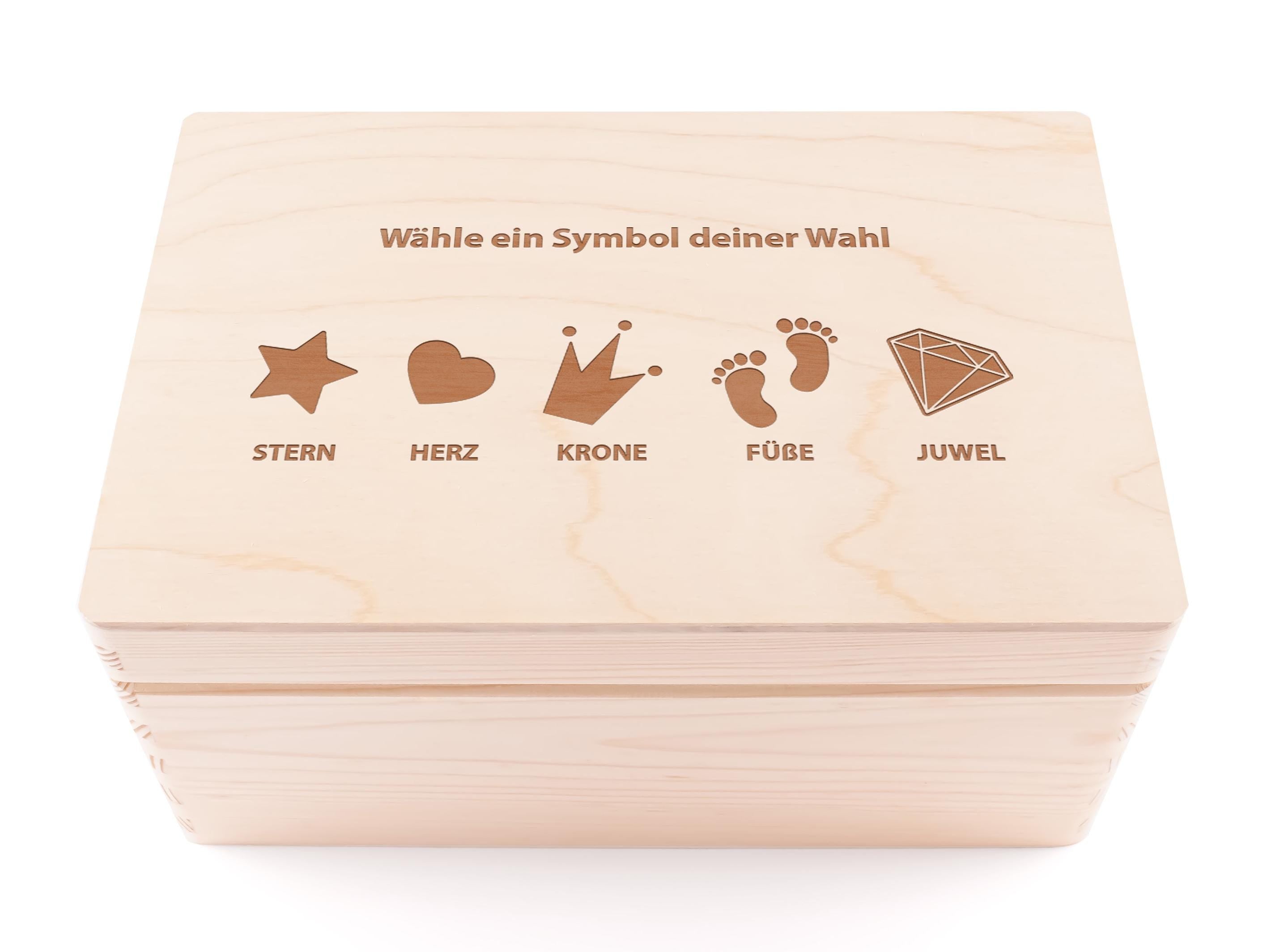 Erinnerungskiste Baby personalisiert aus Holz | Holzkiste mit Name & Geburtsdaten | Geschenk zur Geburt oder Taufe
