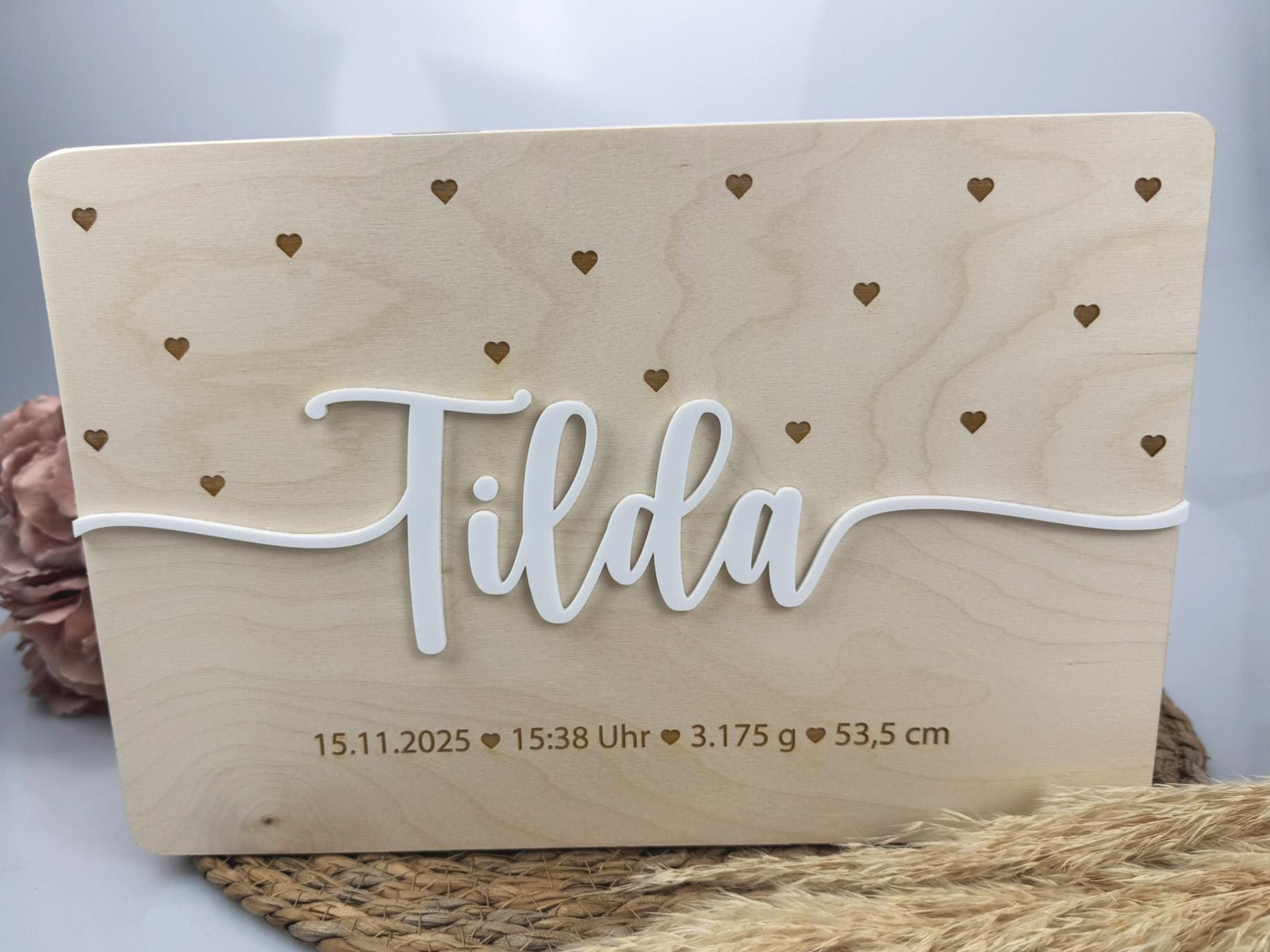 Erinnerungskiste Baby | Personalisierte Erinnerungsbox aus Holz | Name | Geschenk zur Schwangerschaft, Geburt, Taufe, Kommunion | Babyparty