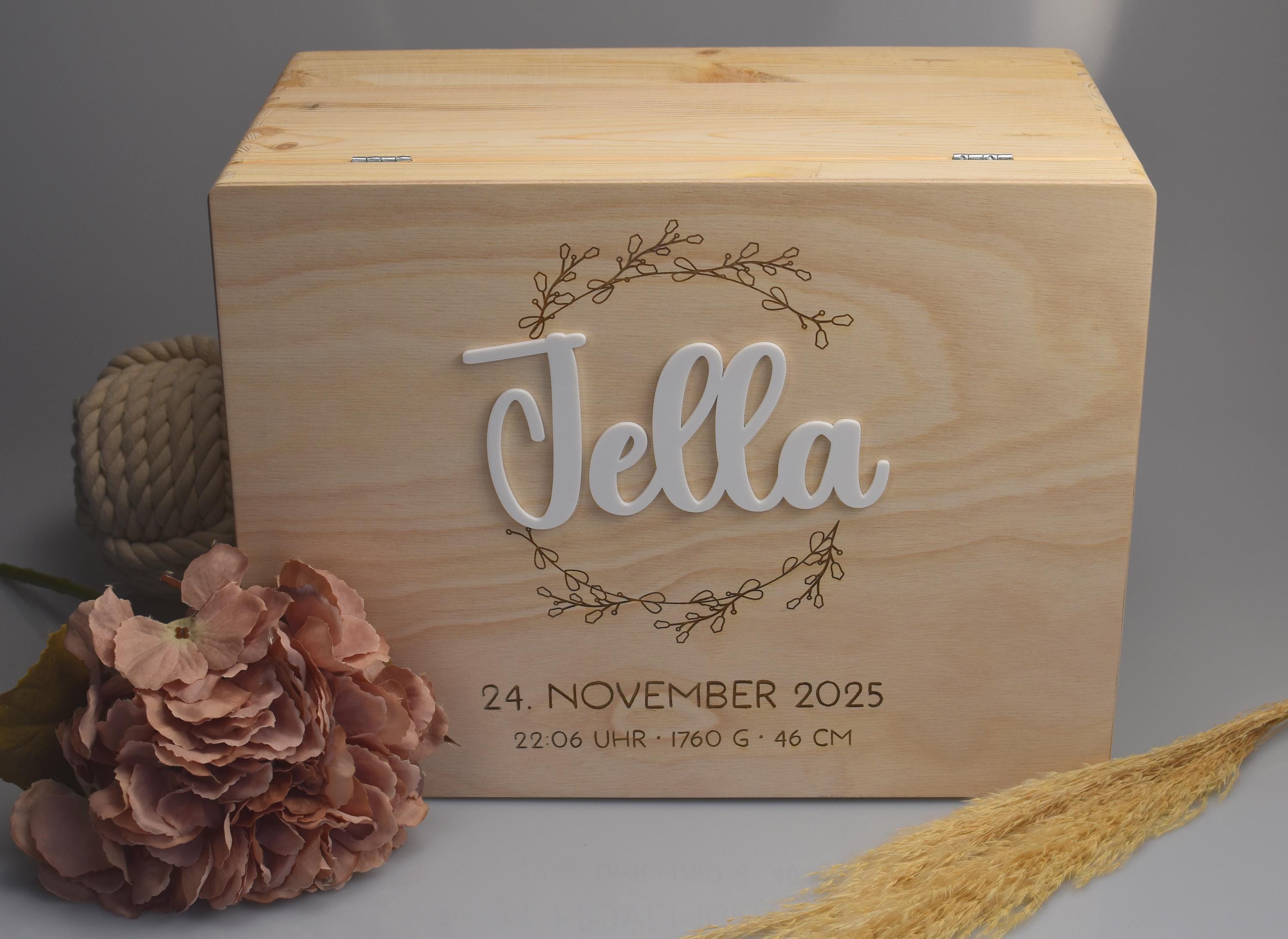 Personalisierte Baby-Erinnerungskiste mit Name, Geschenk zur Geburt, Taufgeschenk, Erinnerungsbox Baby, Babygeschenk Mädchen Junge,Memorybox
