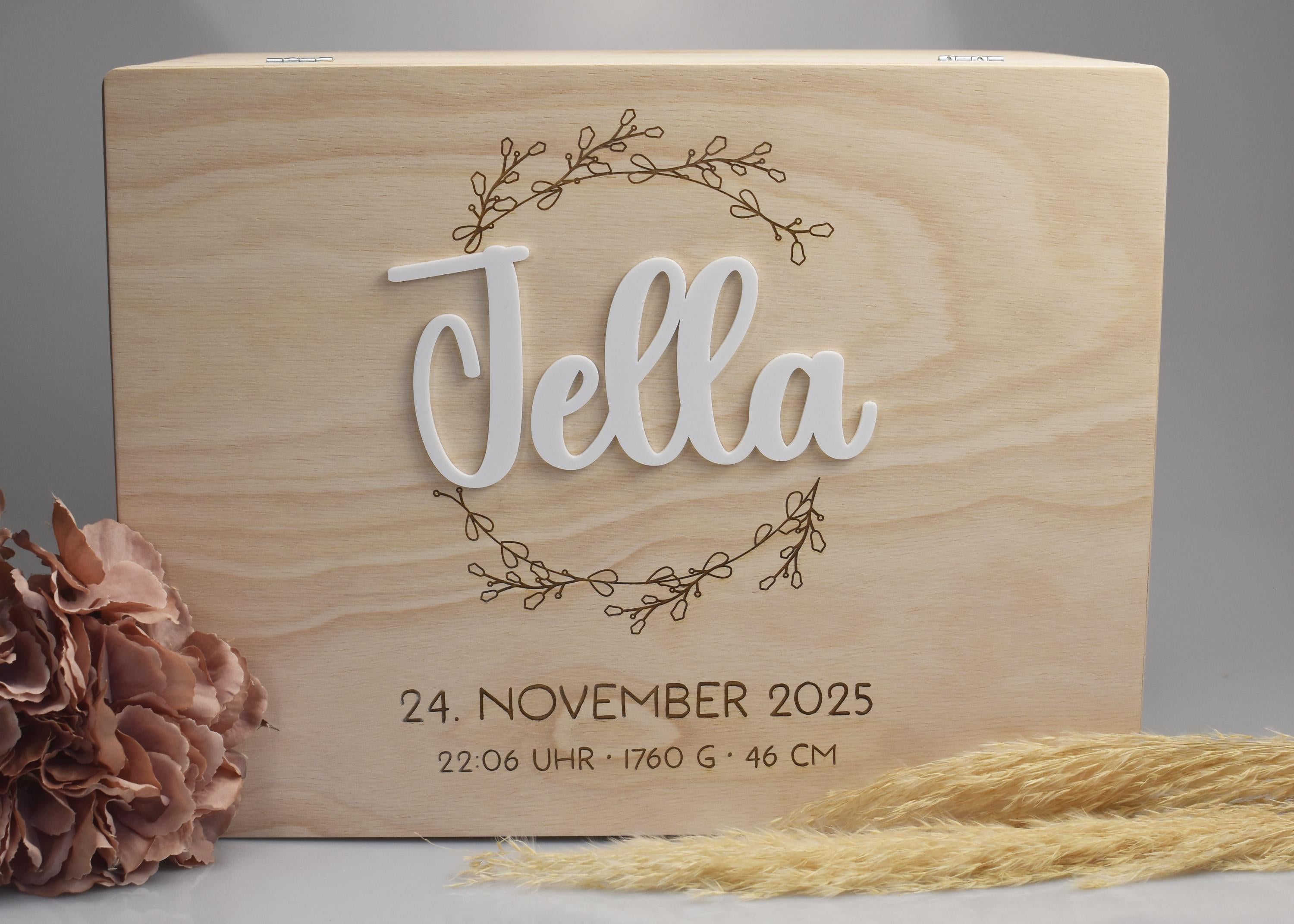 Personalisierte Baby-Erinnerungskiste mit Name, Geschenk zur Geburt, Taufgeschenk, Erinnerungsbox Baby, Babygeschenk Mädchen Junge,Memorybox